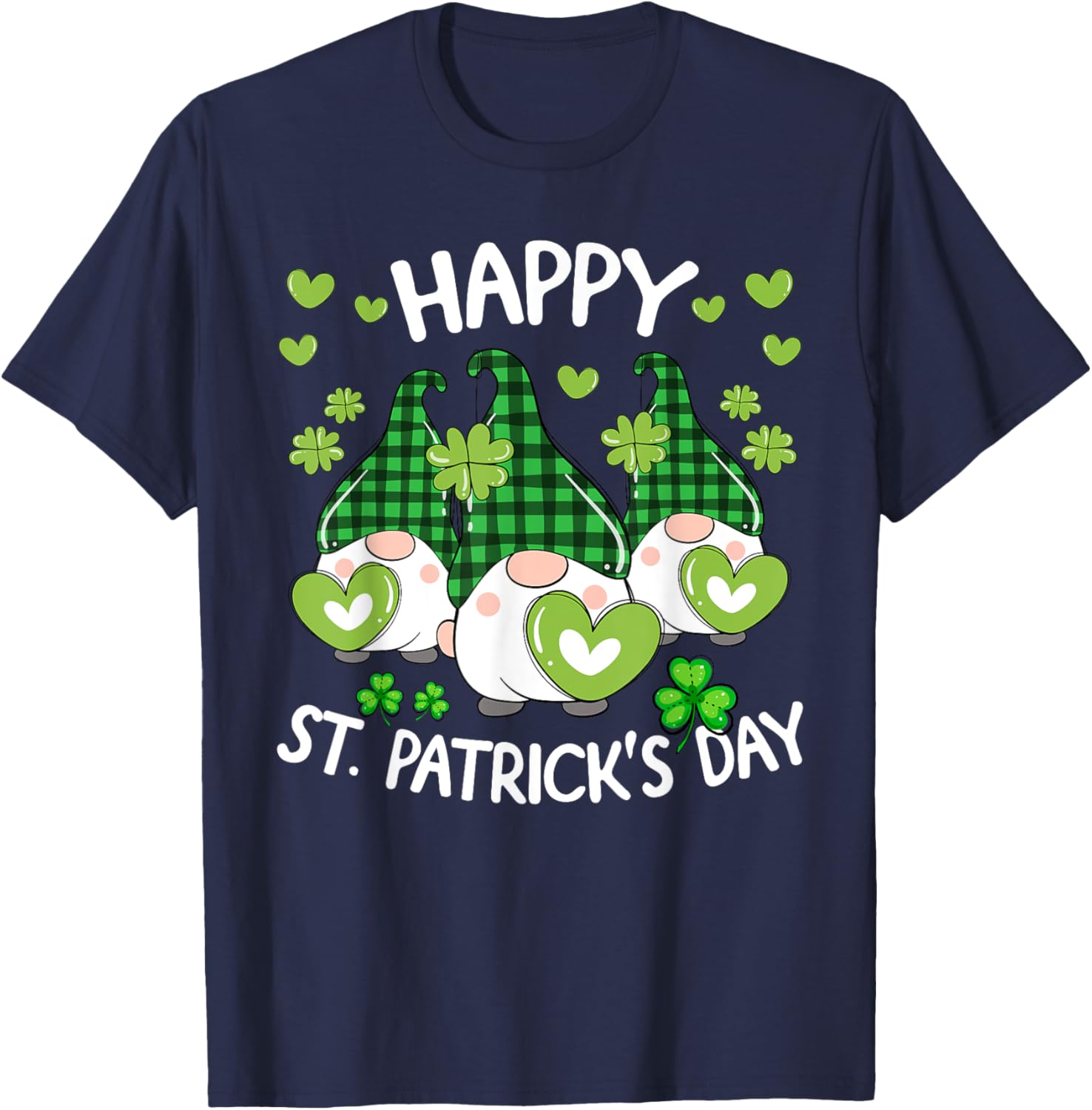 Happy St Patricks Day Gnome Shamrock T-Shirt for Women and Kids - 27
