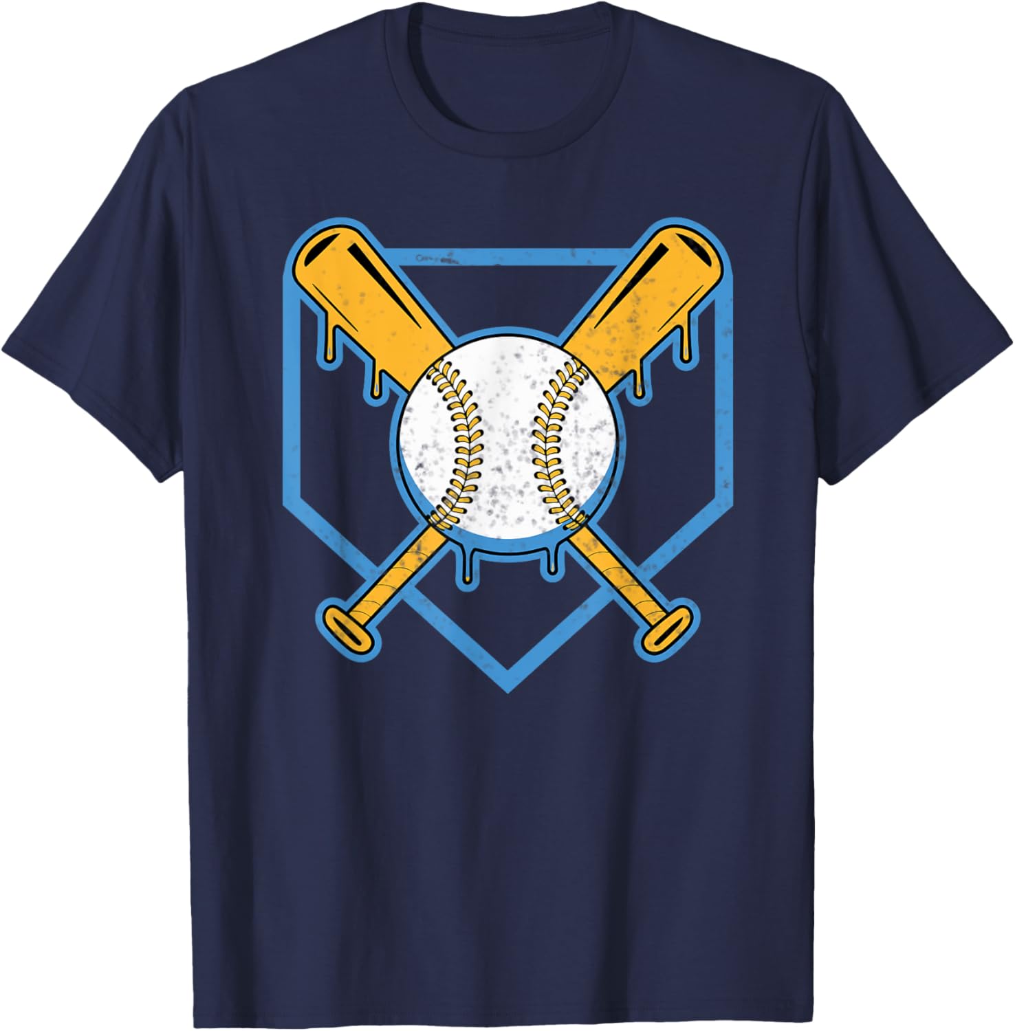 Yellow Baseball Home Plate Drip T-Shirt for Boys Sports Style - 7