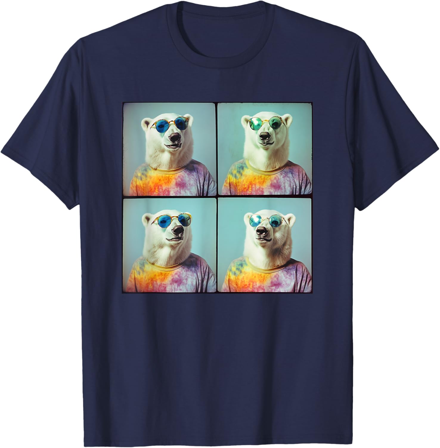 Colorful Tie Dye Polar Bear T-Shirt for Unique Hippie Style Fun - 14