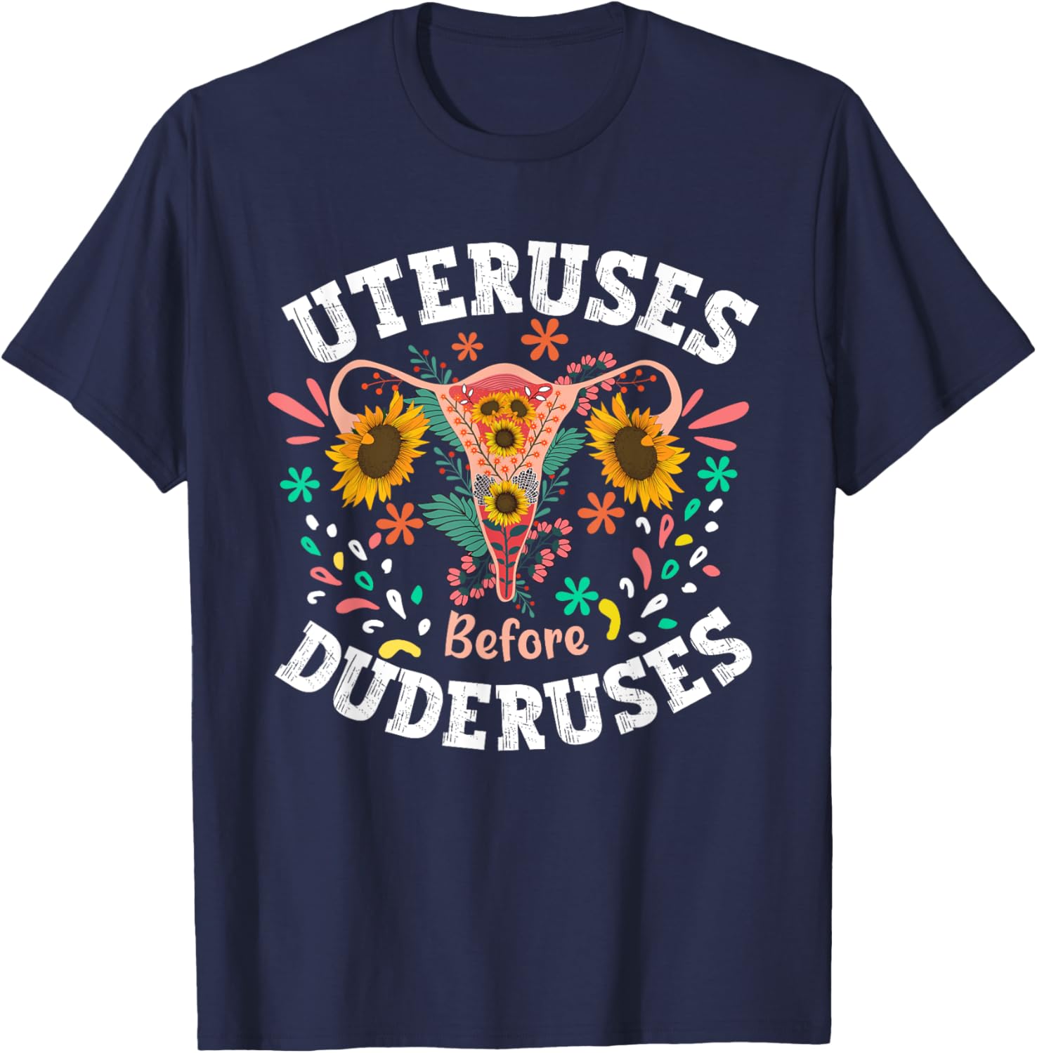 Galentines Day Floral Uterus T-Shirt for Feminist Empowerment Support - 7