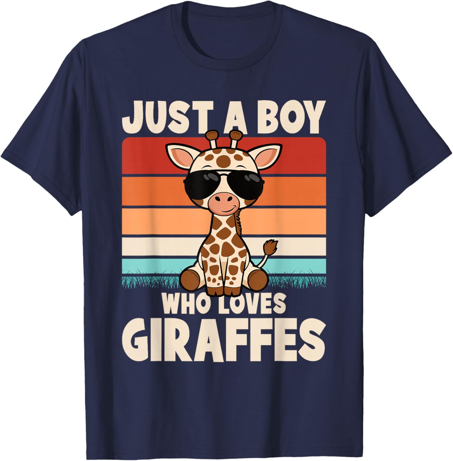 Just A Boy Who Loves Giraffes Retro Wild Animal Kids T-Shirt - 9