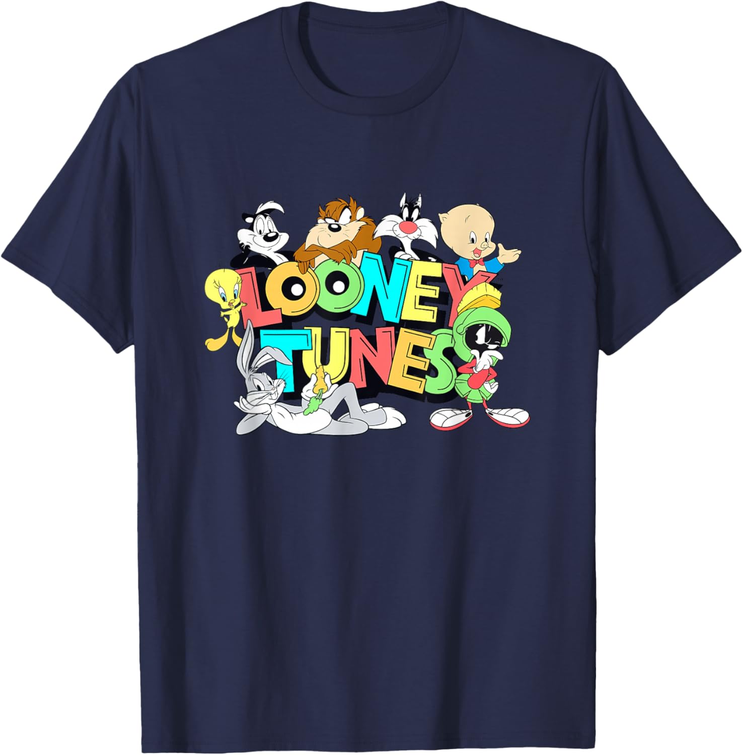 Looney Tunes Retro Neon Pop Group Shot T-Shirt for Fun Style Fans - 11