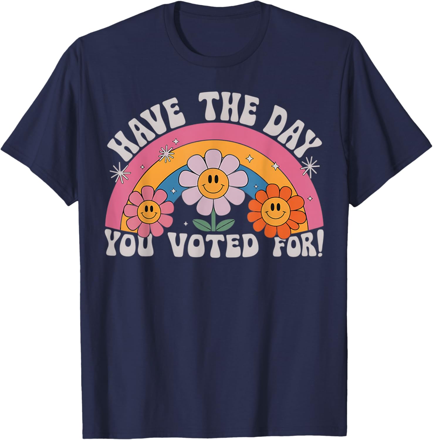 Funny Groovy Rainbow Flower T-Shirt Perfect for Voting Day Pride - 13