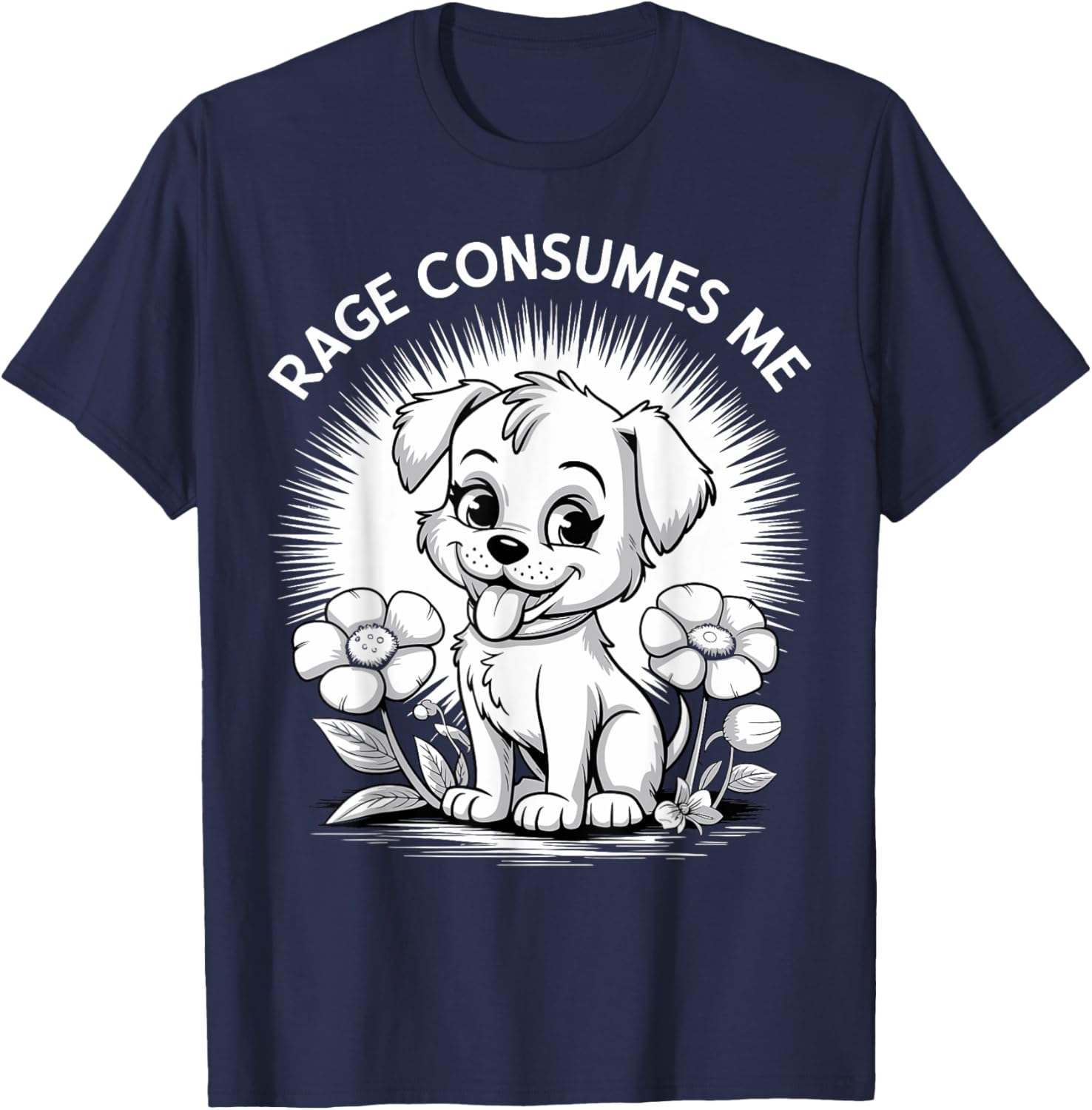 Cute Funny Puppy Rage Flower Meme Retro T-Shirt for Dog Lovers - 5