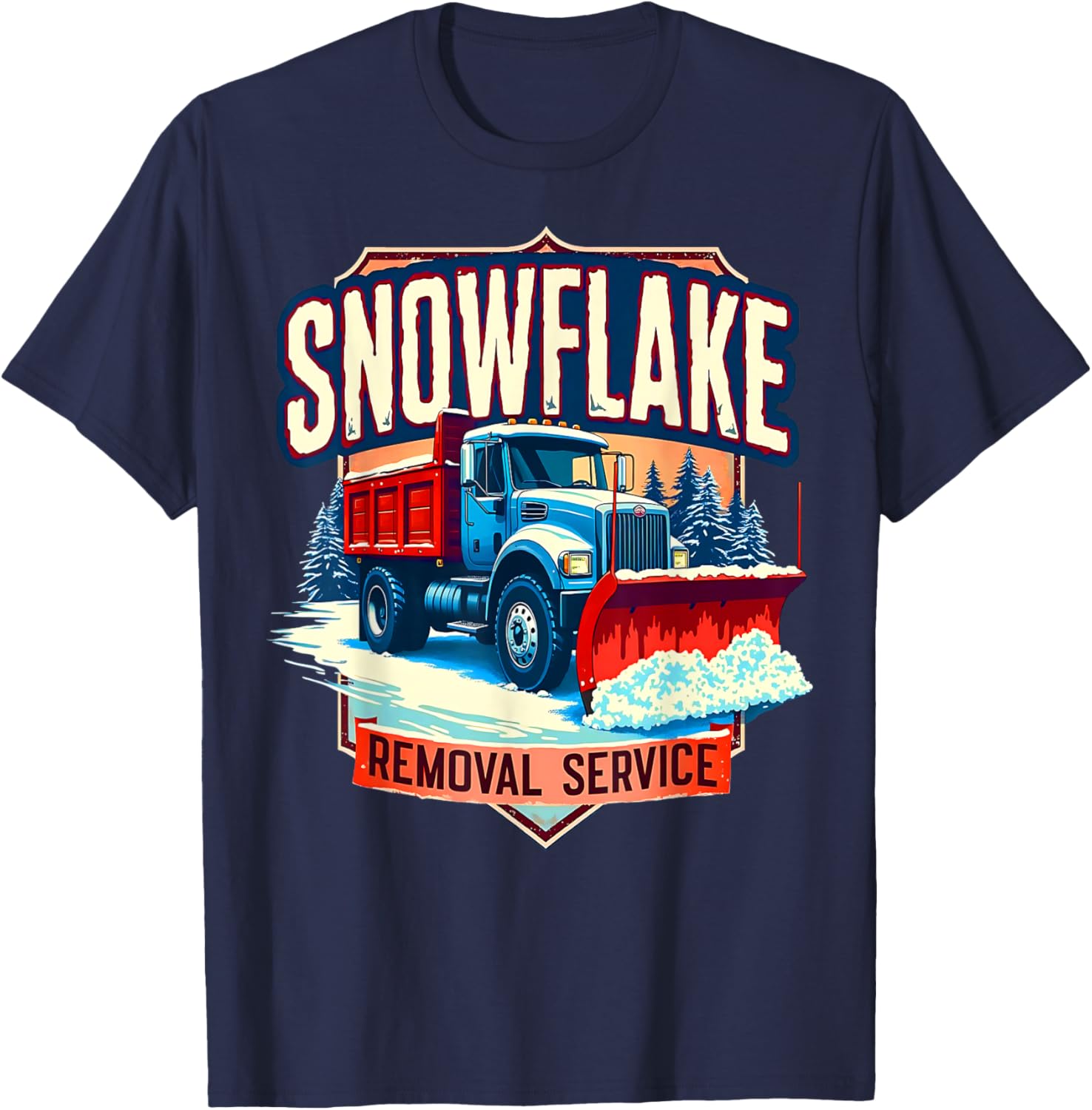 Snowflake Removal Service Truck Winter Supporter T-Shirt for Snow Days - 12