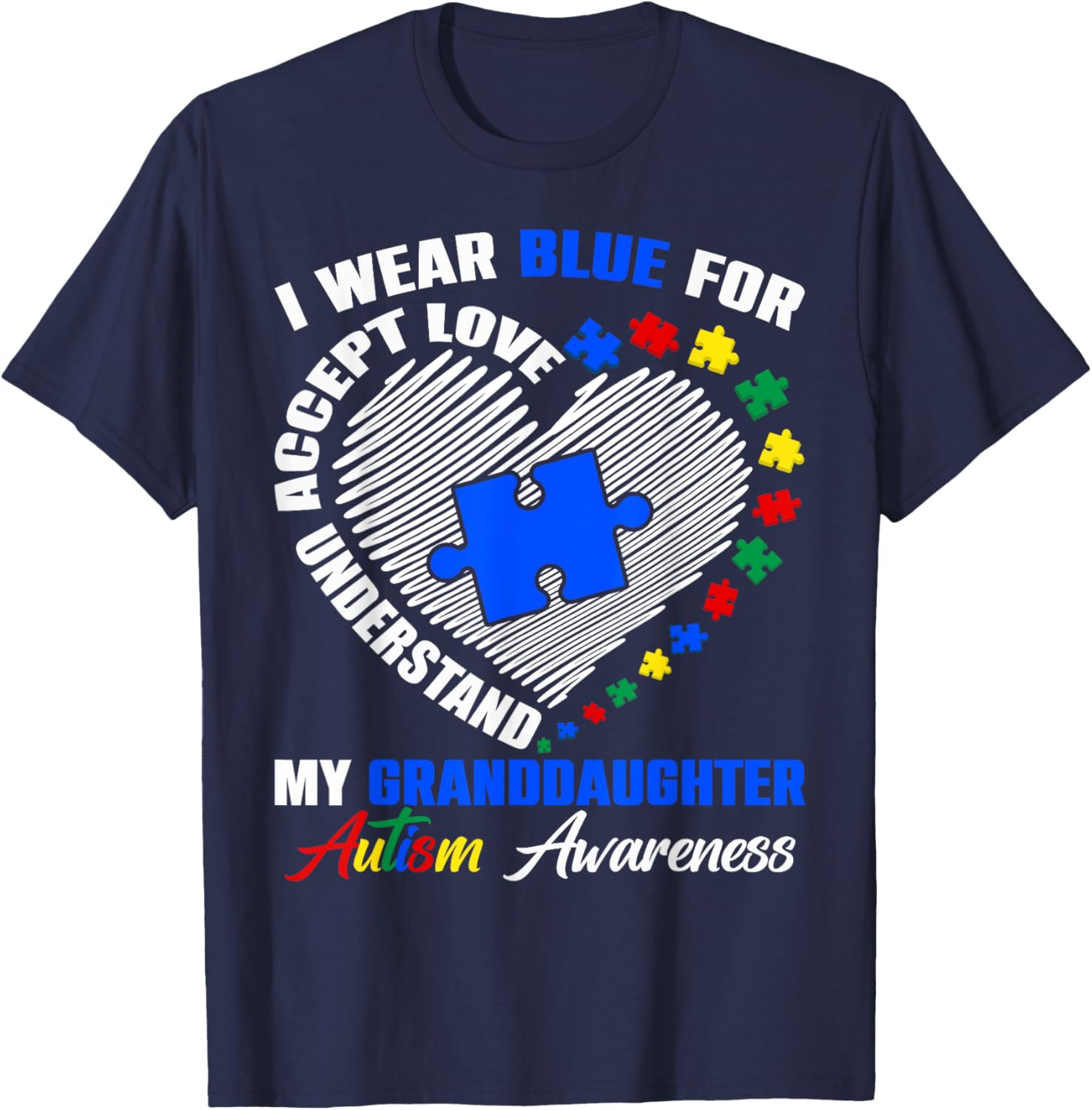 Blue Puzzle Pie T-Shirt for Autism Awareness - Perfect for Granddaughters - 11