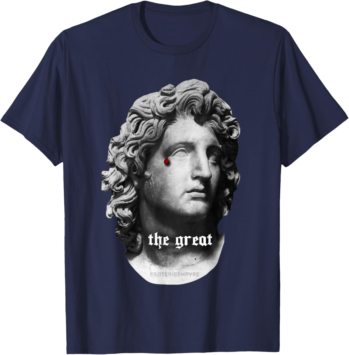Alexander the Great Bust T-Shirt with Unique Bloody Teardrop Design - 10