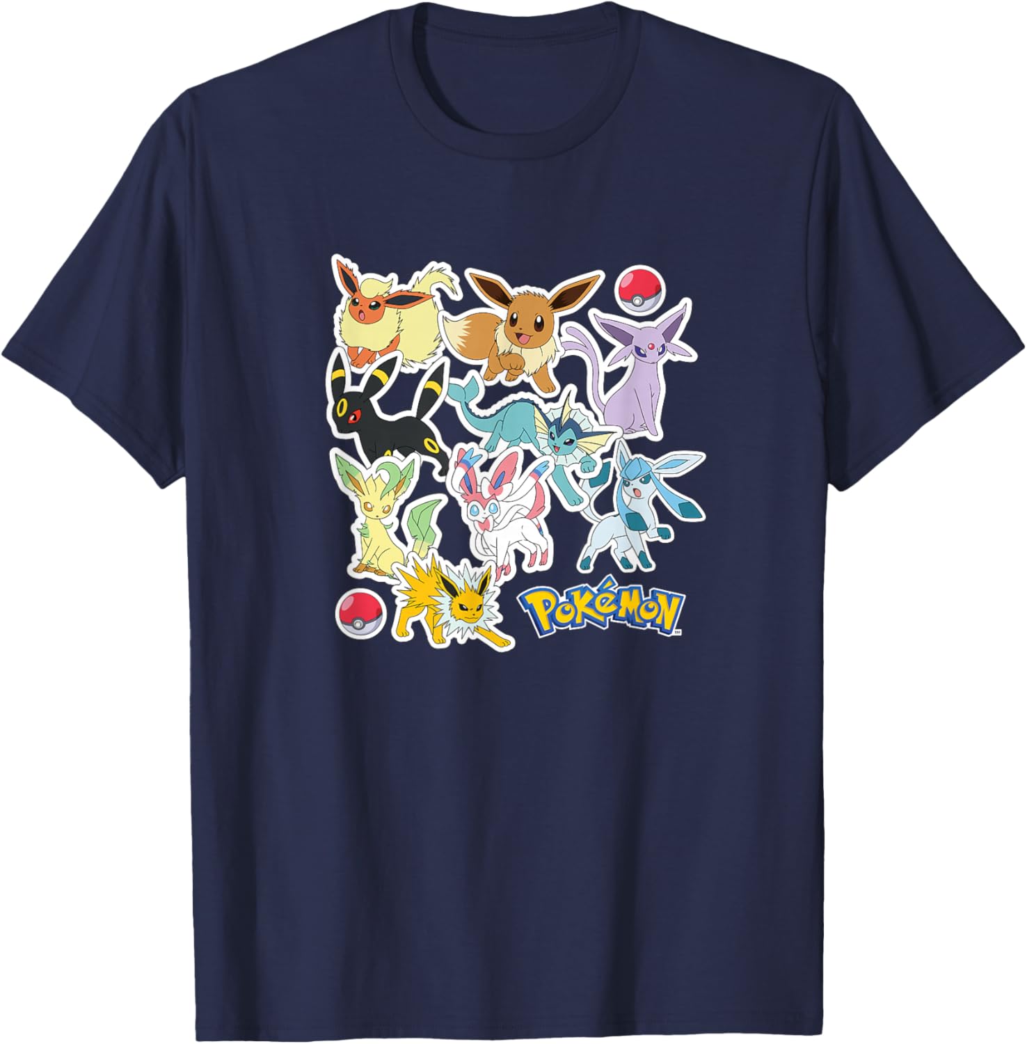 Eevee and Eeveelution Stickers T-Shirt for Pokémon Fans - Cool Apparel - 2