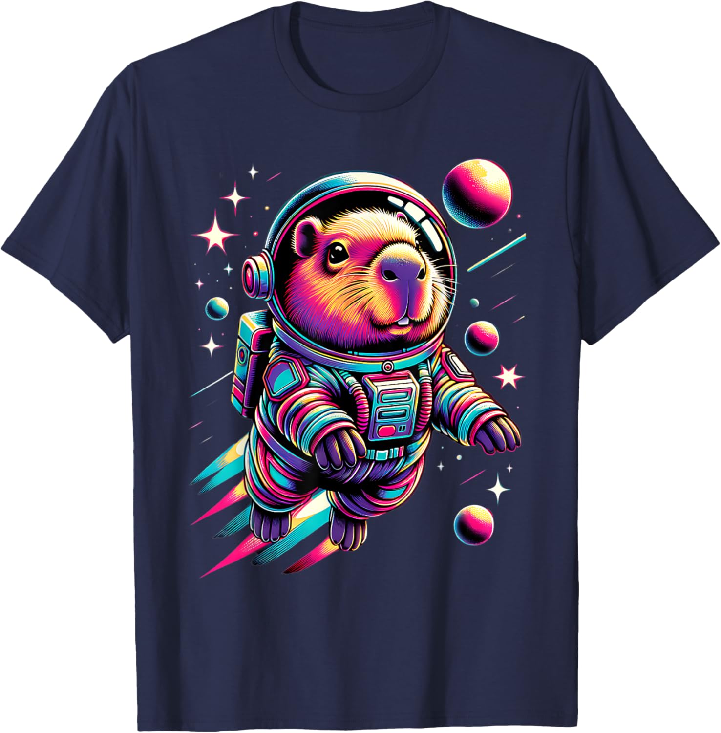Adorable Space Capybara Astronaut T-Shirt for Animal Lovers - 2