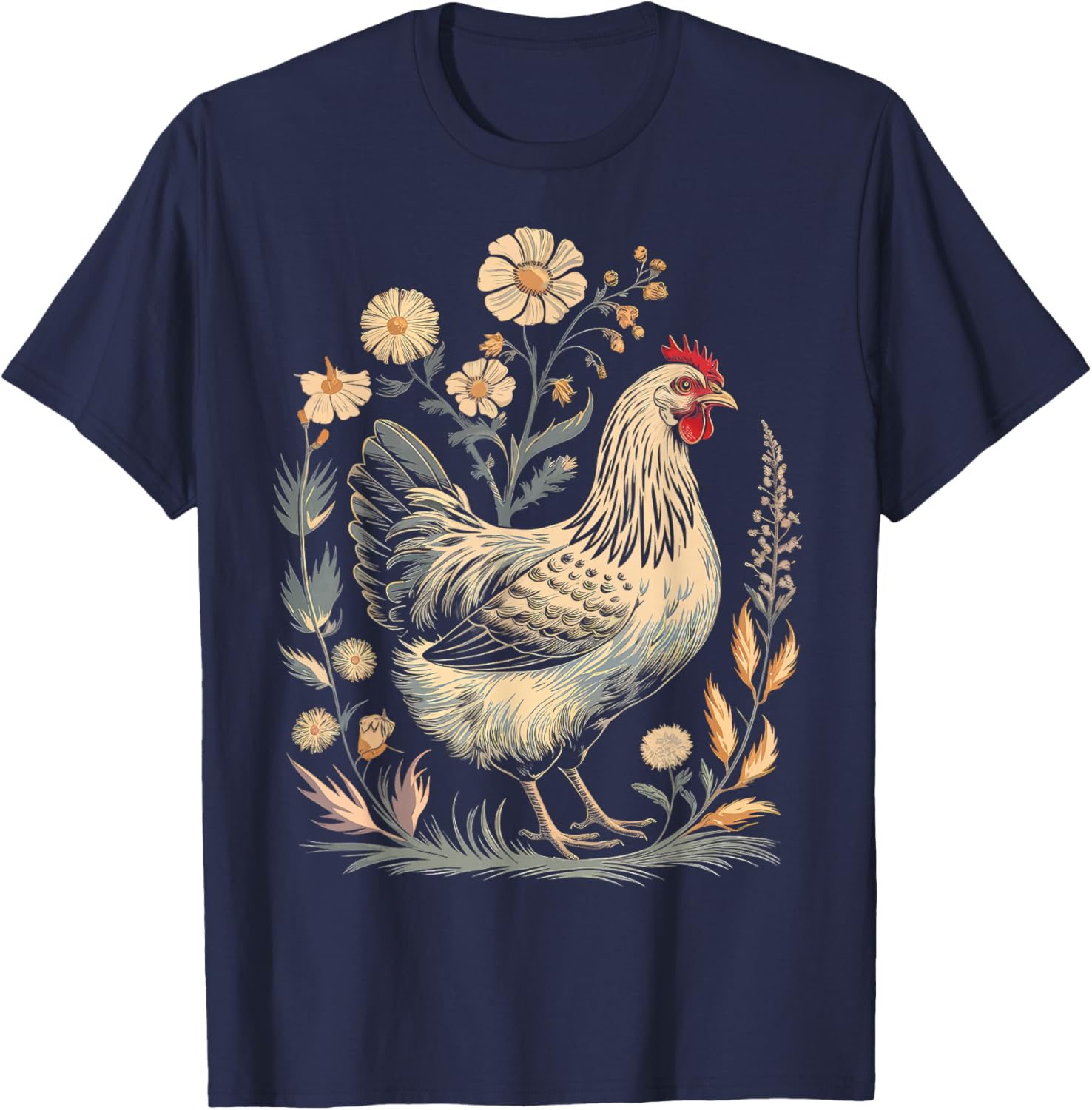 Colorful Chicken Floral Art T-Shirt for Women - Perfect for Farm Lovers - 7