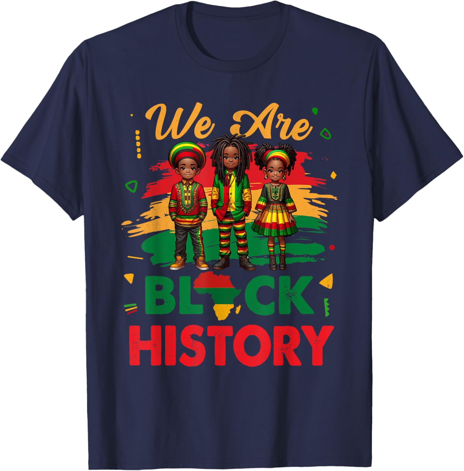 Black History Month Map T-Shirt for African Kids Boys and Girls - 13