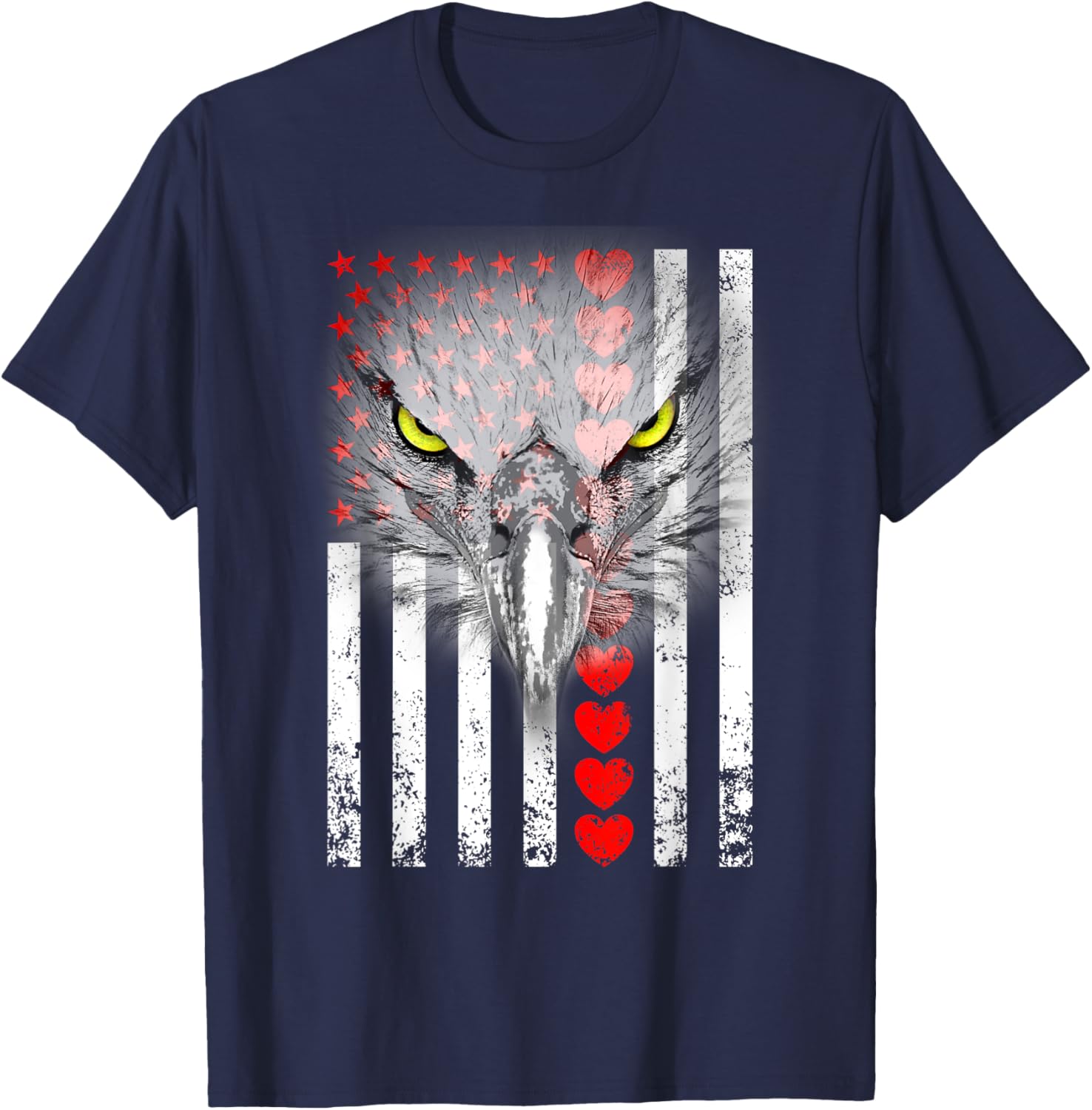 Happy Valentine's Day Eagle T-Shirt for Animal Lovers with Hearts & Flag - 12