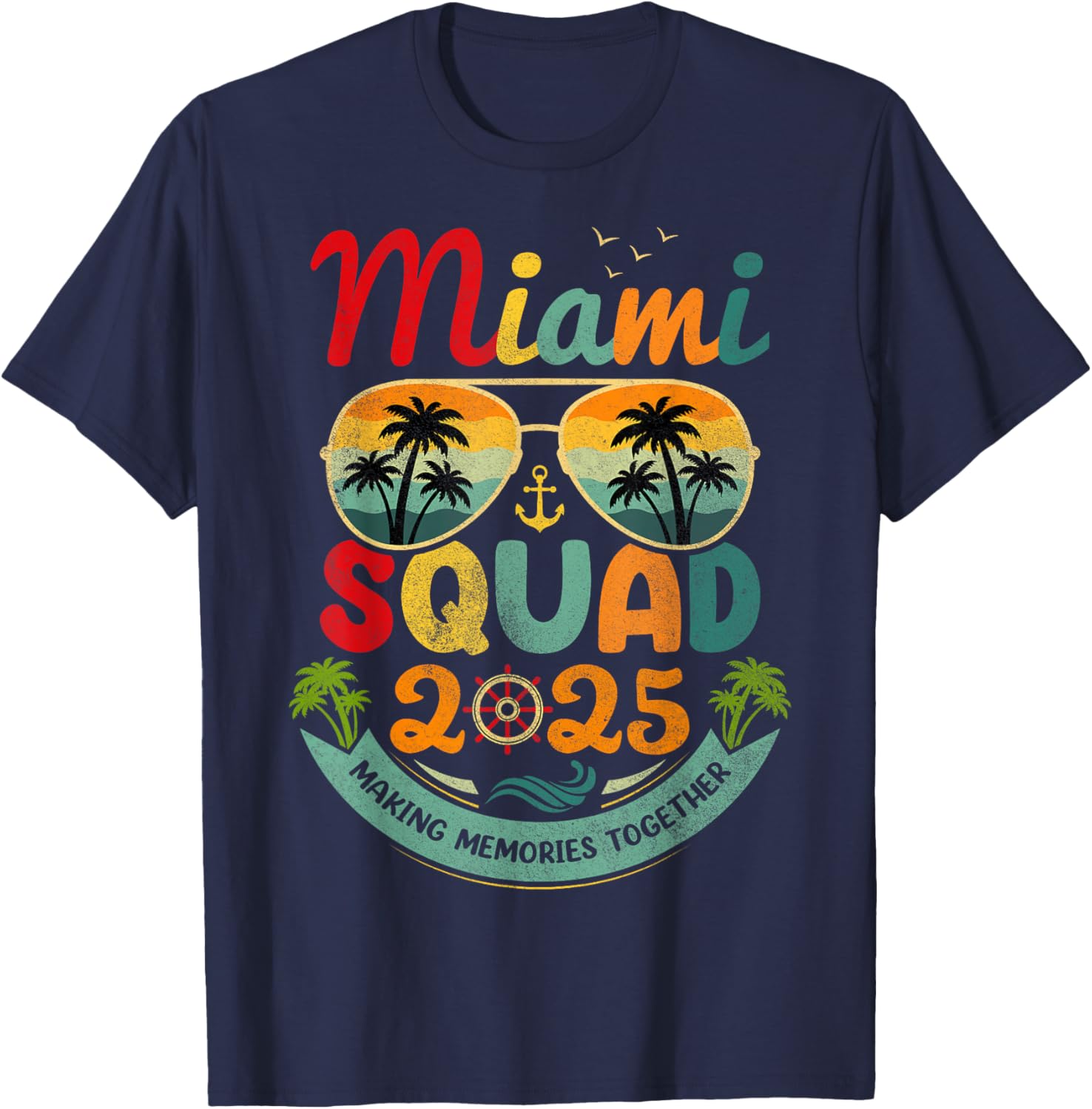 Miami Squad 2025 Vintage Beach Vacation T-Shirt for Group Fun - 1