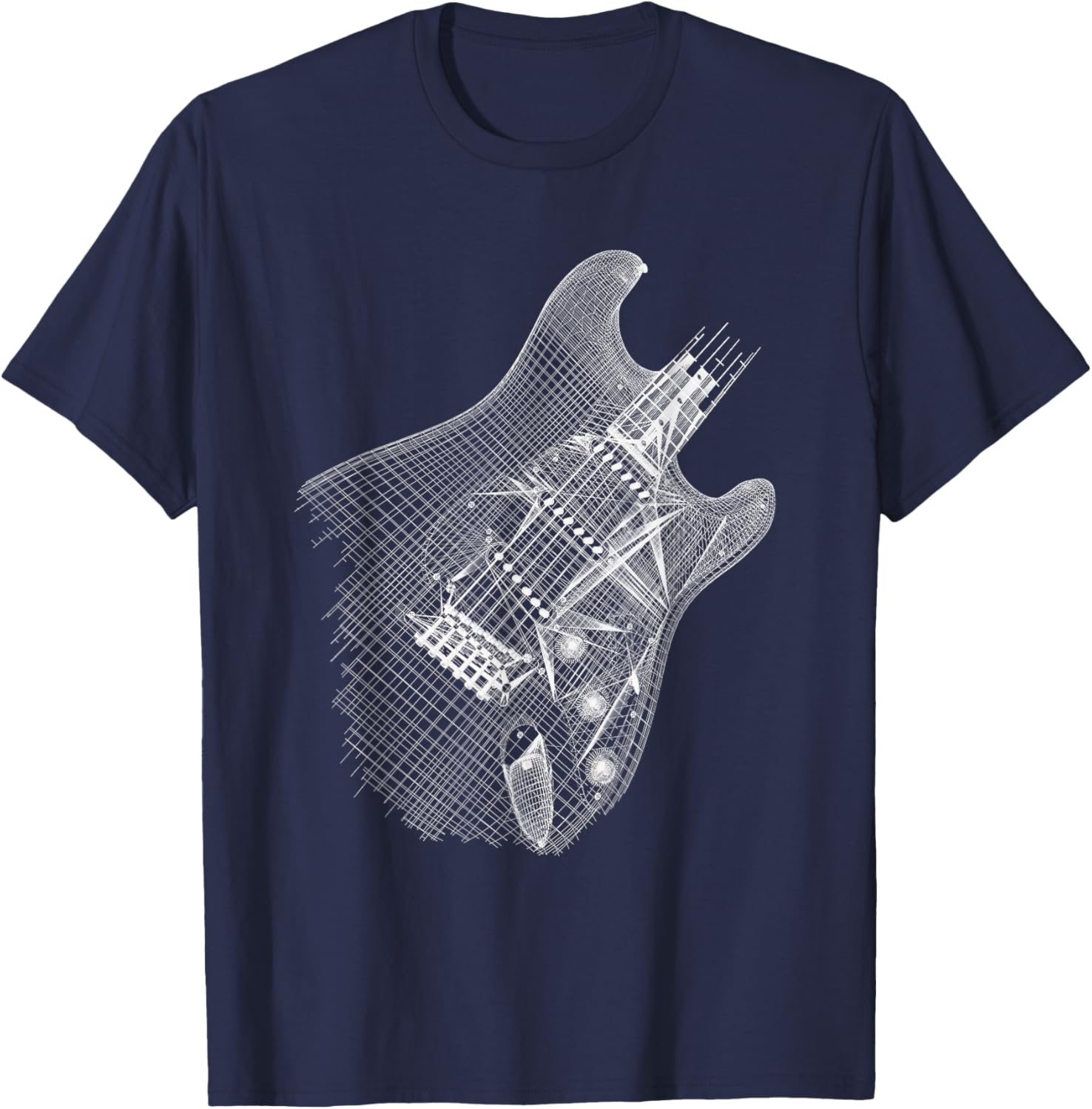 Guitar Wireframe Design T-Shirt for Musicians and Guitarists - 7