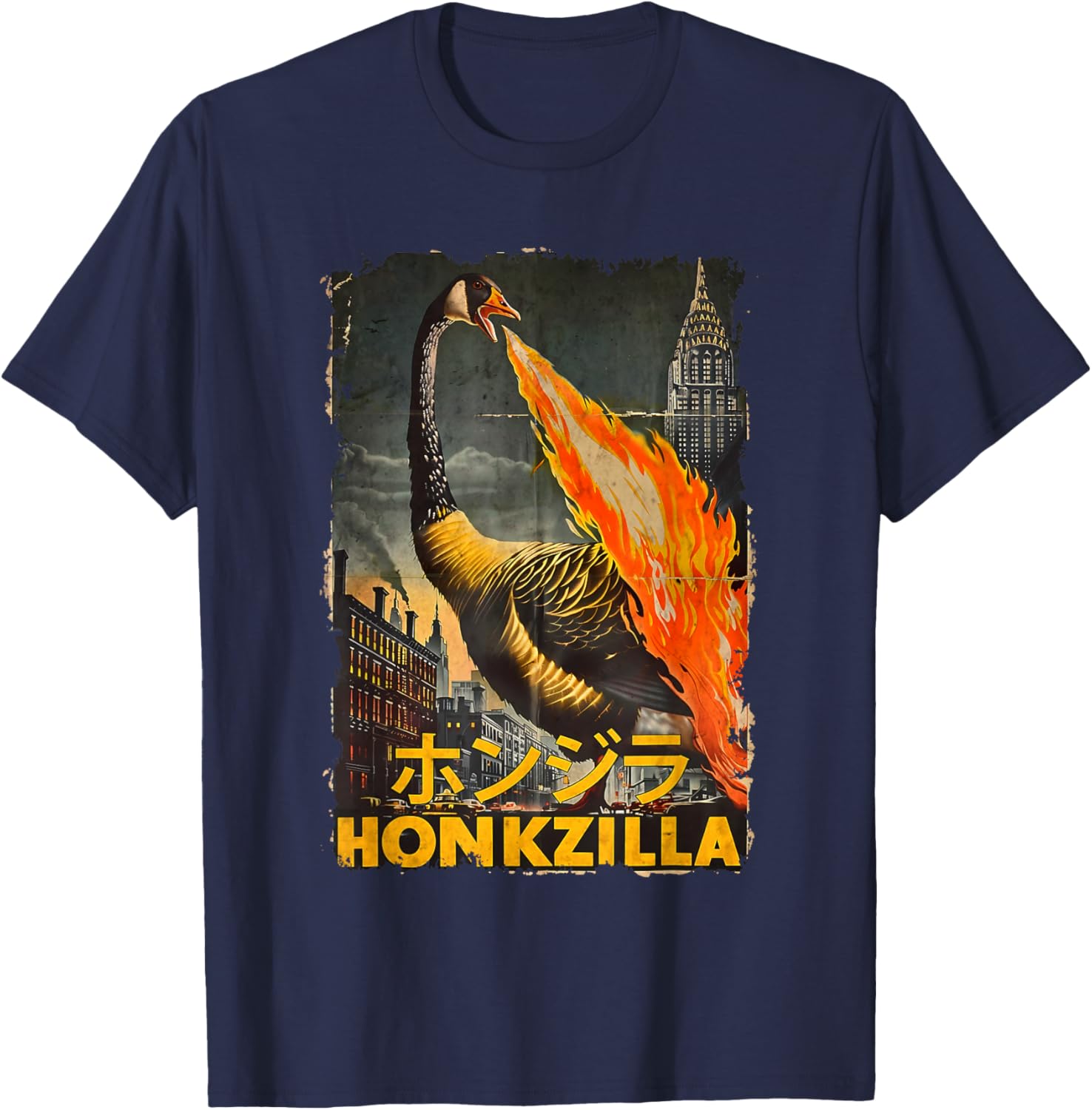 Vintage Honkzilla Silly Goose Catzilla T-Shirt for Fun, Quirky Style - 1