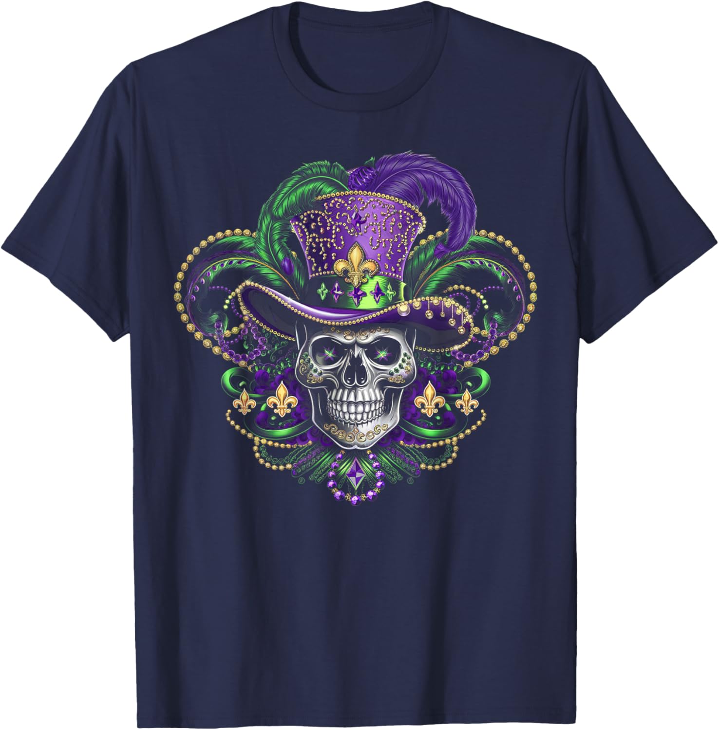 Vibrant Sugar Skull Witch T-Shirt for Mardi Gras and Halloween Fun - 3