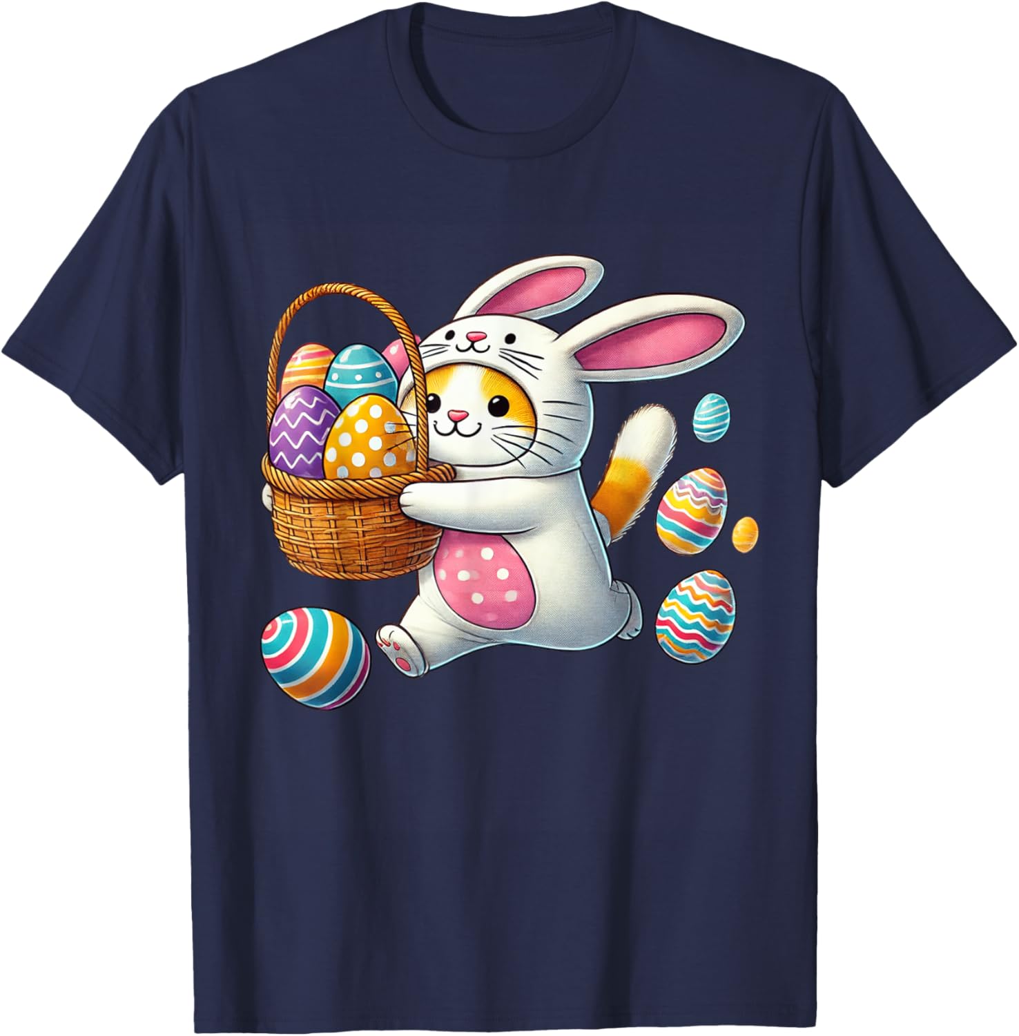 Funny Easter Orange Cat Bunny Ears T-Shirt for Kids Boys and Girls - 3