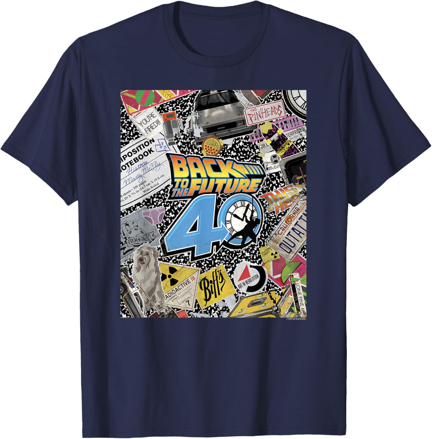 Back To The Future 40th Anniversary Sticker Collage T-Shirt for Fans - 1