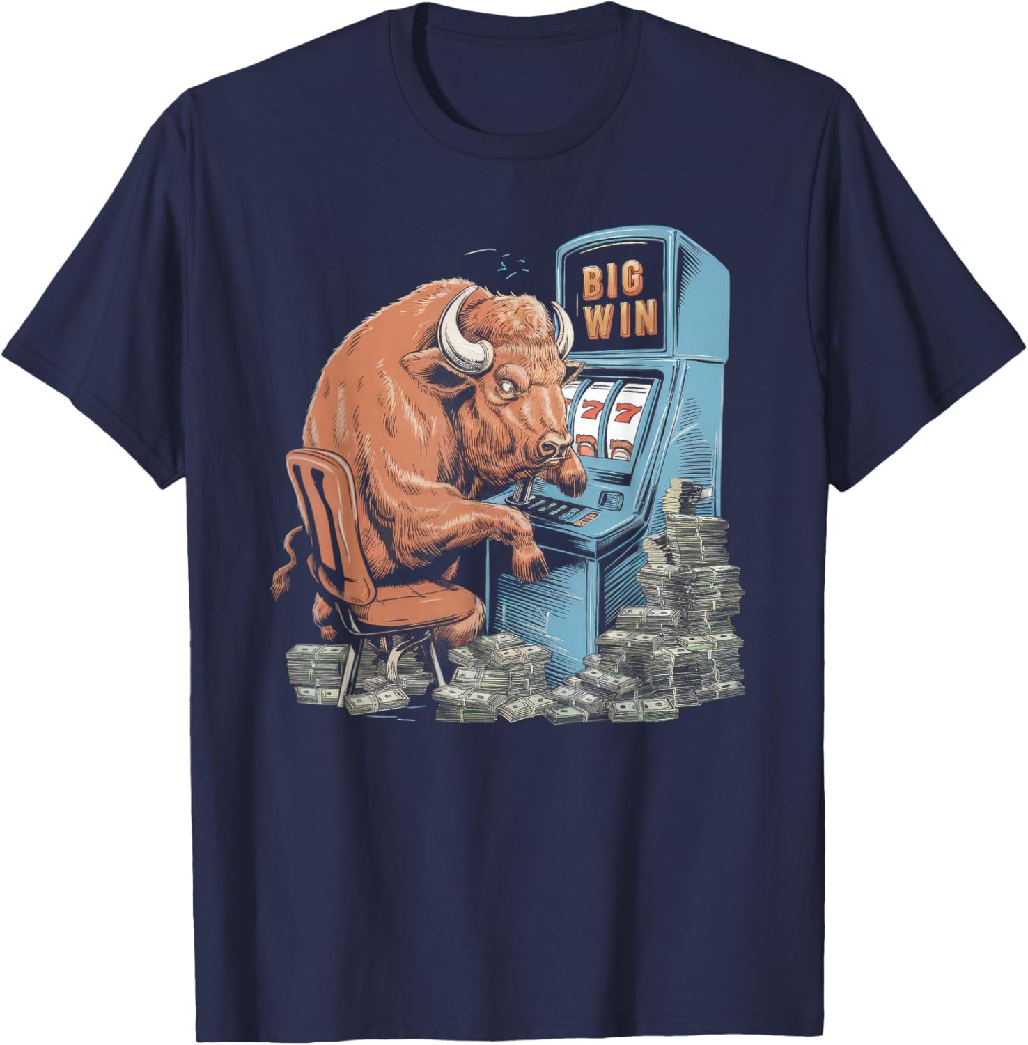 Lucky Buffalo Casino Slot Machine T-Shirt for Gamblers and Slots Fans - 9