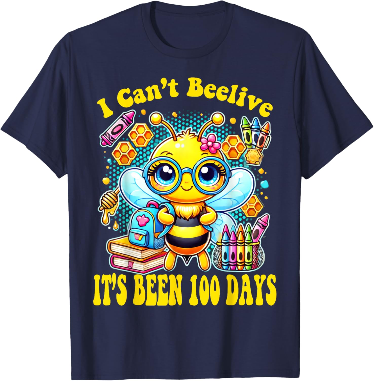 Funny Bee 100 Days of School T-Shirt for Kids - Perfect Milestone Outfit - 14