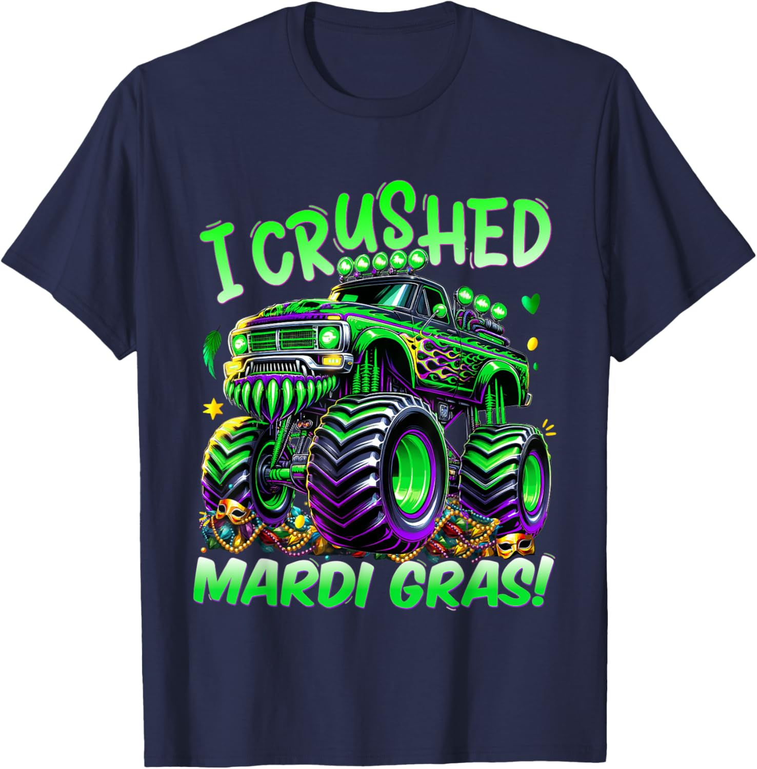 I Crushed Mardi Gras Monster Truck Tee for Boys and Kids Fun Shirt - 15