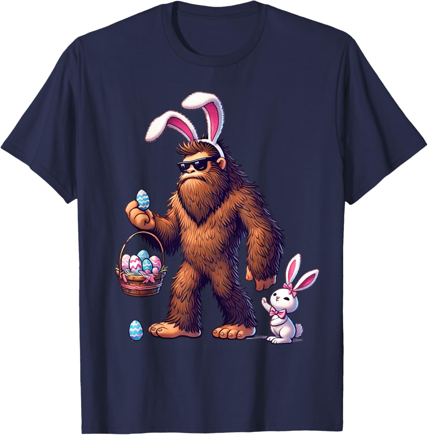 Bigfoot Sasquatch Bunny Easter Eggs T-Shirt for Kids and Men - 8