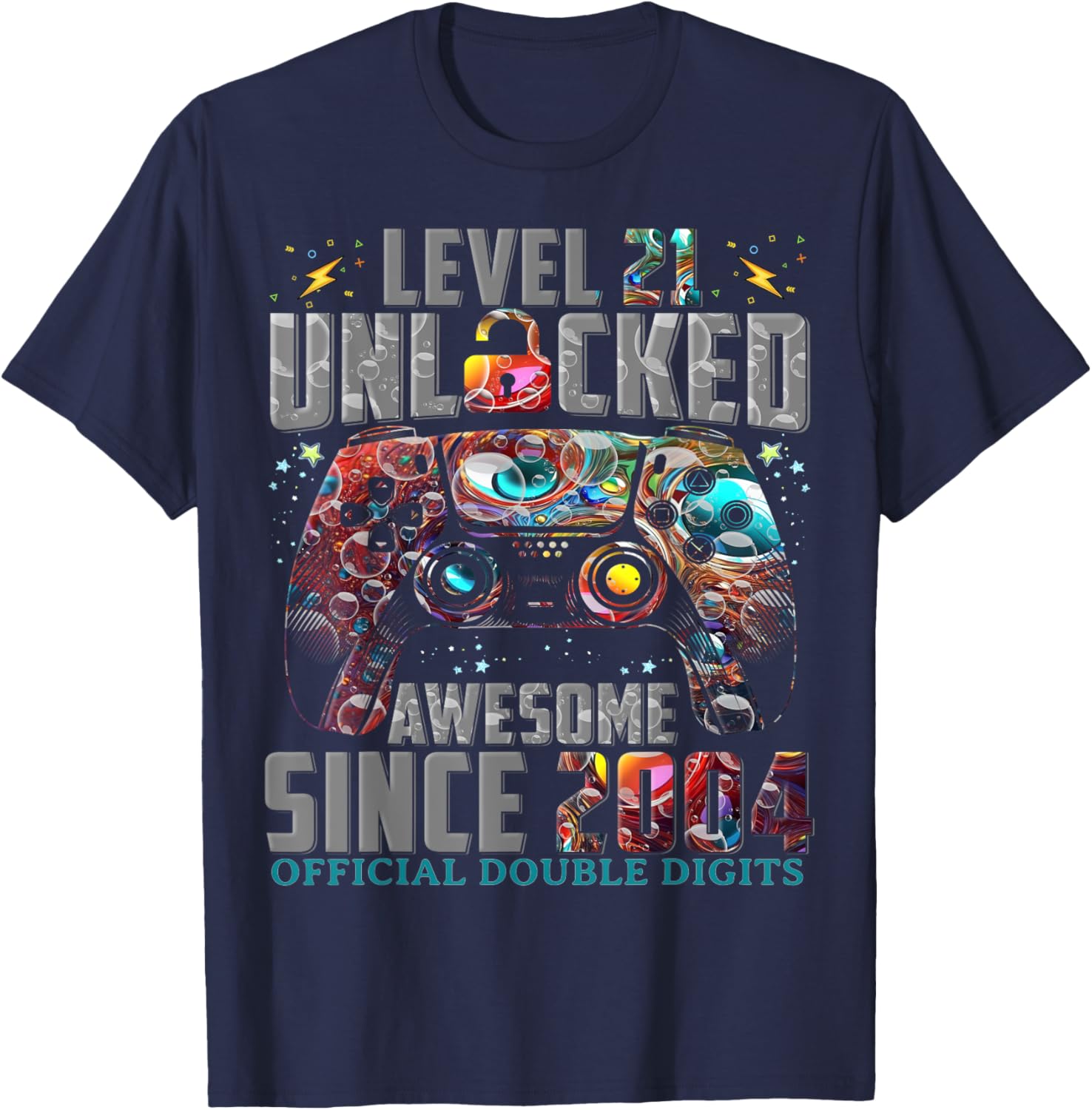 Level 21 Unlocked Gaming T-Shirt Awesome Since 2004 for 21st Birthday - 5