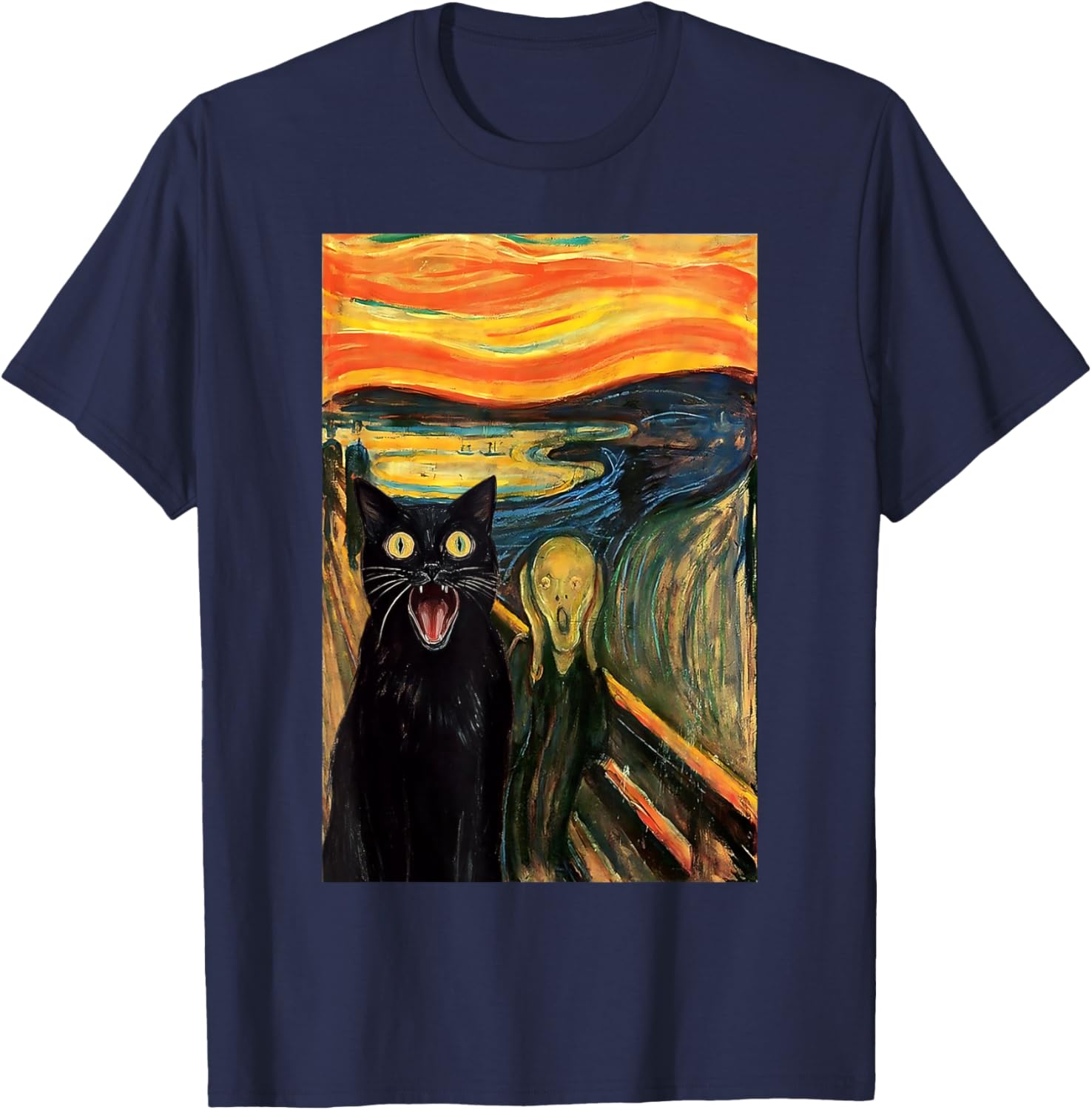 Funny Black Cat Scream Parody T-Shirt for Cat Lovers and Fans - 3