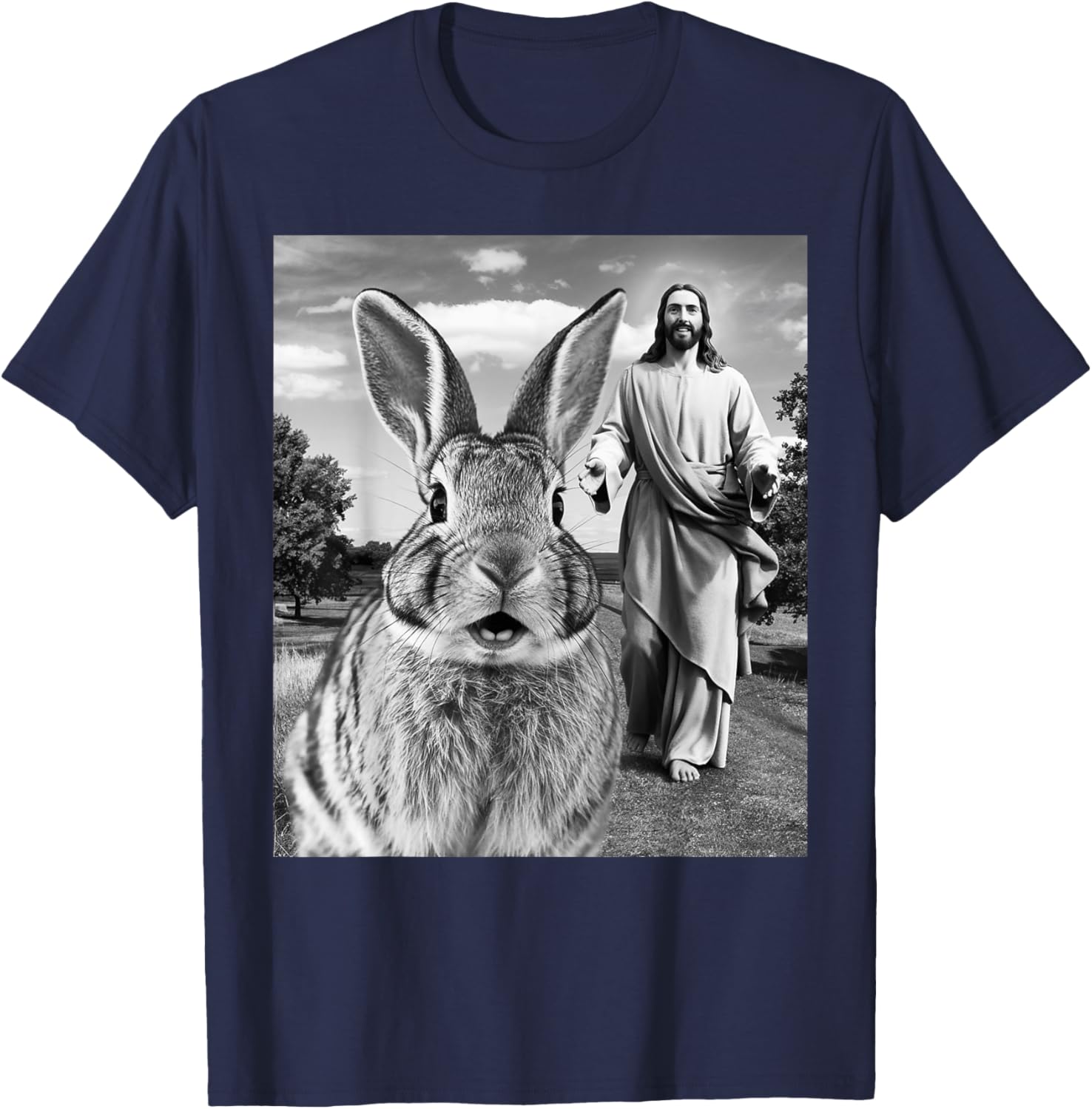 Happy Easter Bunny Selfie T-Shirt for Men Women Kids Fun Christian Style - 16