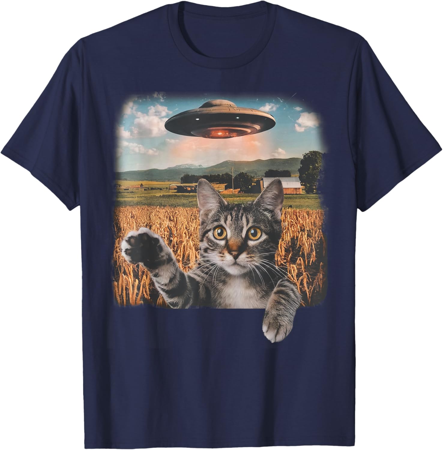 Cat Selfie with Alien UFO T-Shirt for Men, Women, and Kids - 20