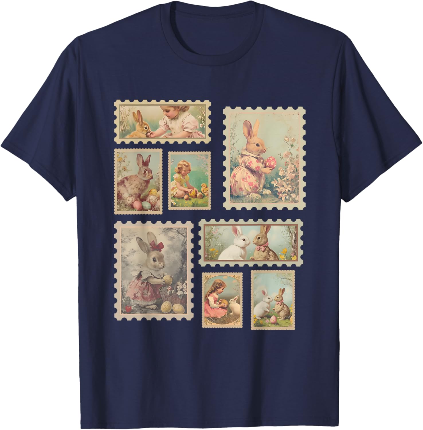 Retro Easter Bunny T-Shirt for Women Cute Spring Fashion Top - 6