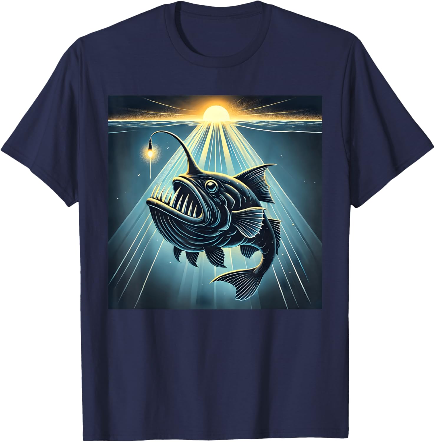 Anglerfish Found The Light T-Shirt - Fun Marine Life Apparel - 12