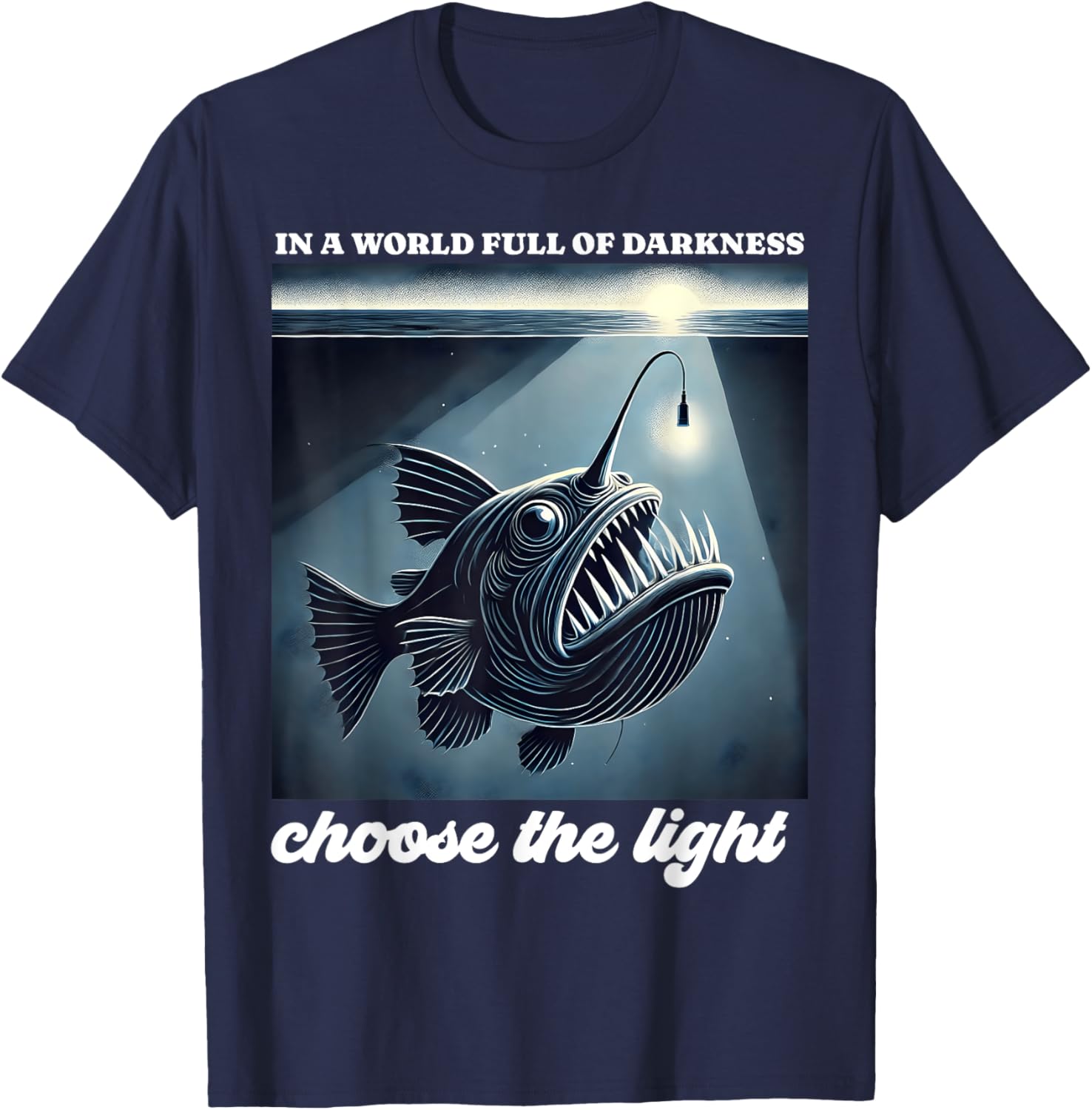 Anglerfish Found the Light Funny Graphic T-Shirt for Ocean Lovers - 7