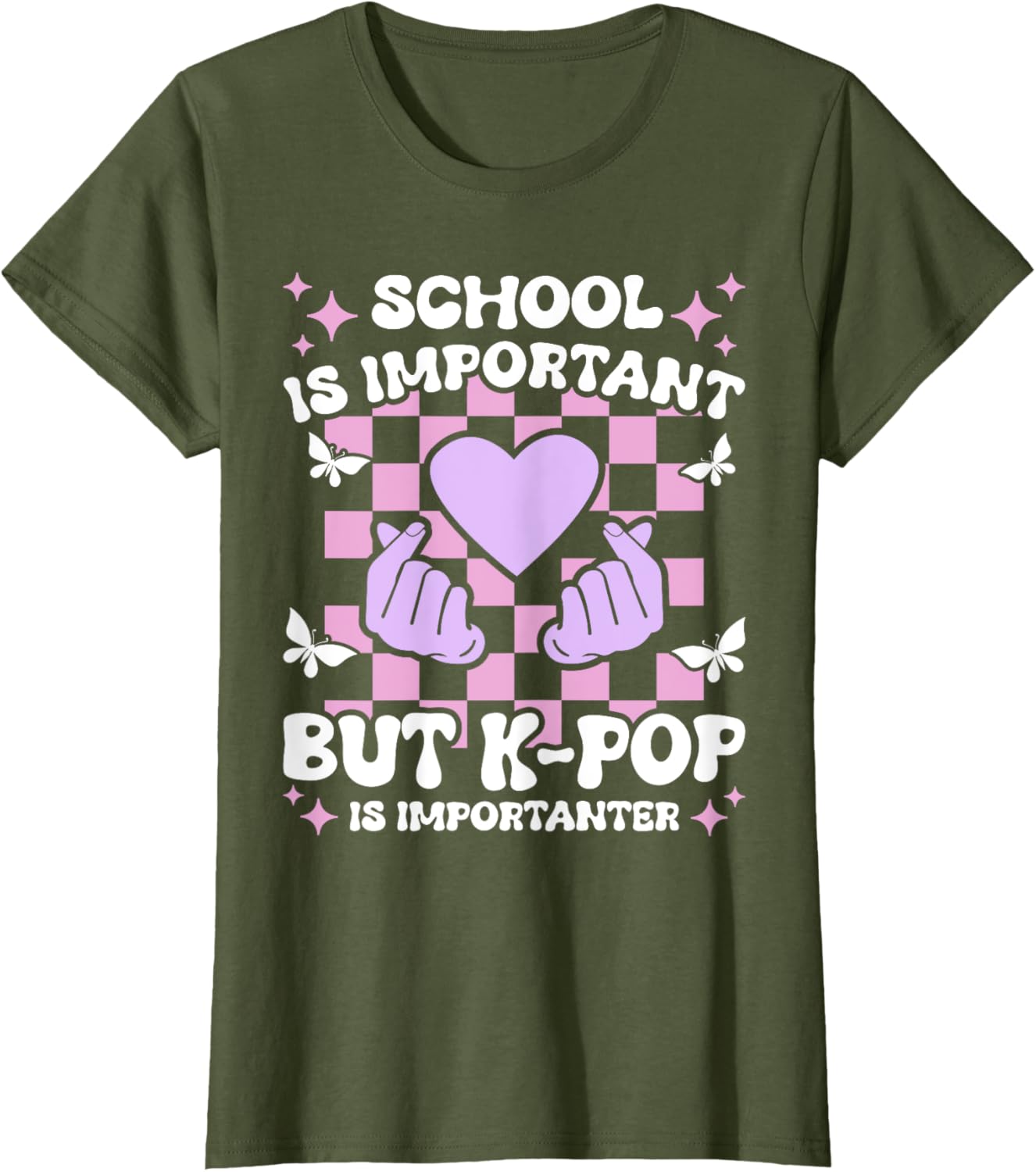 Funny K-Pop T-Shirt for Girls - School is Important, K-Pop is Importanter - 8