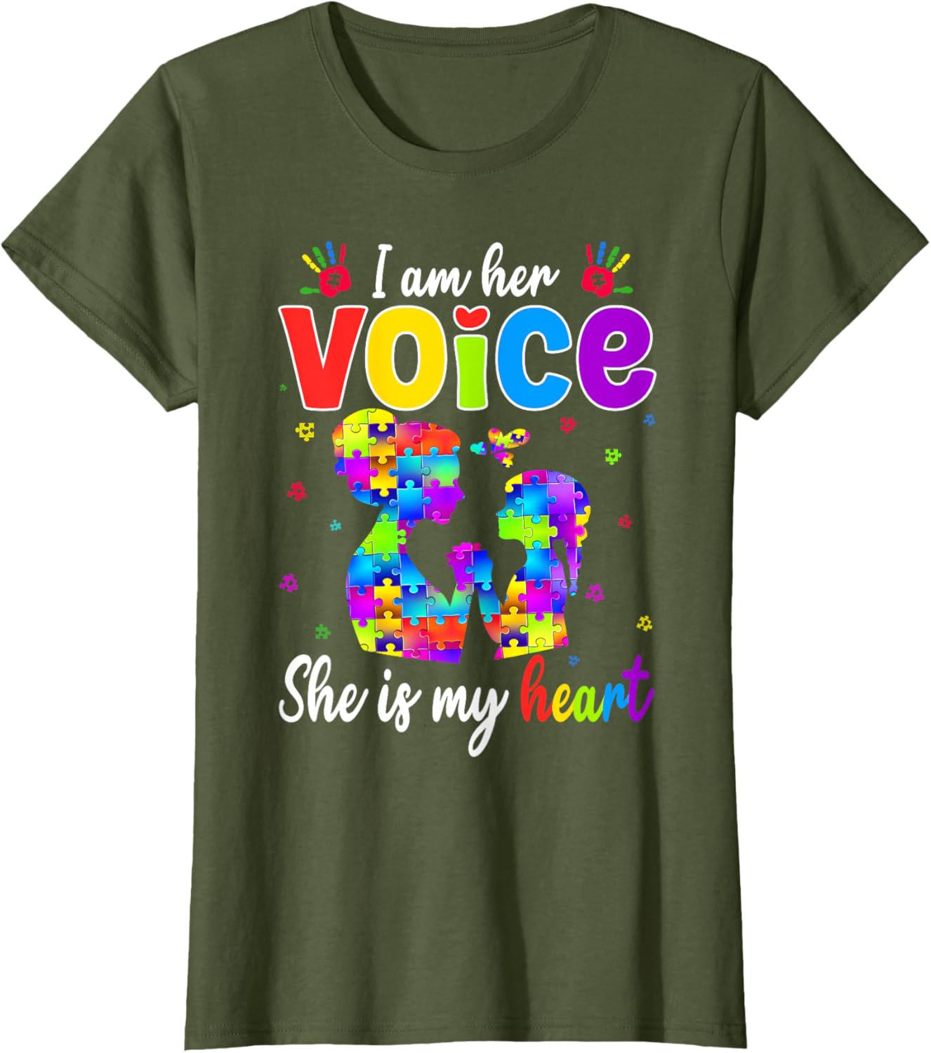 Autism Mom I'm Her Voice She Is My Heart T-Shirt for Proud Mothers - 15