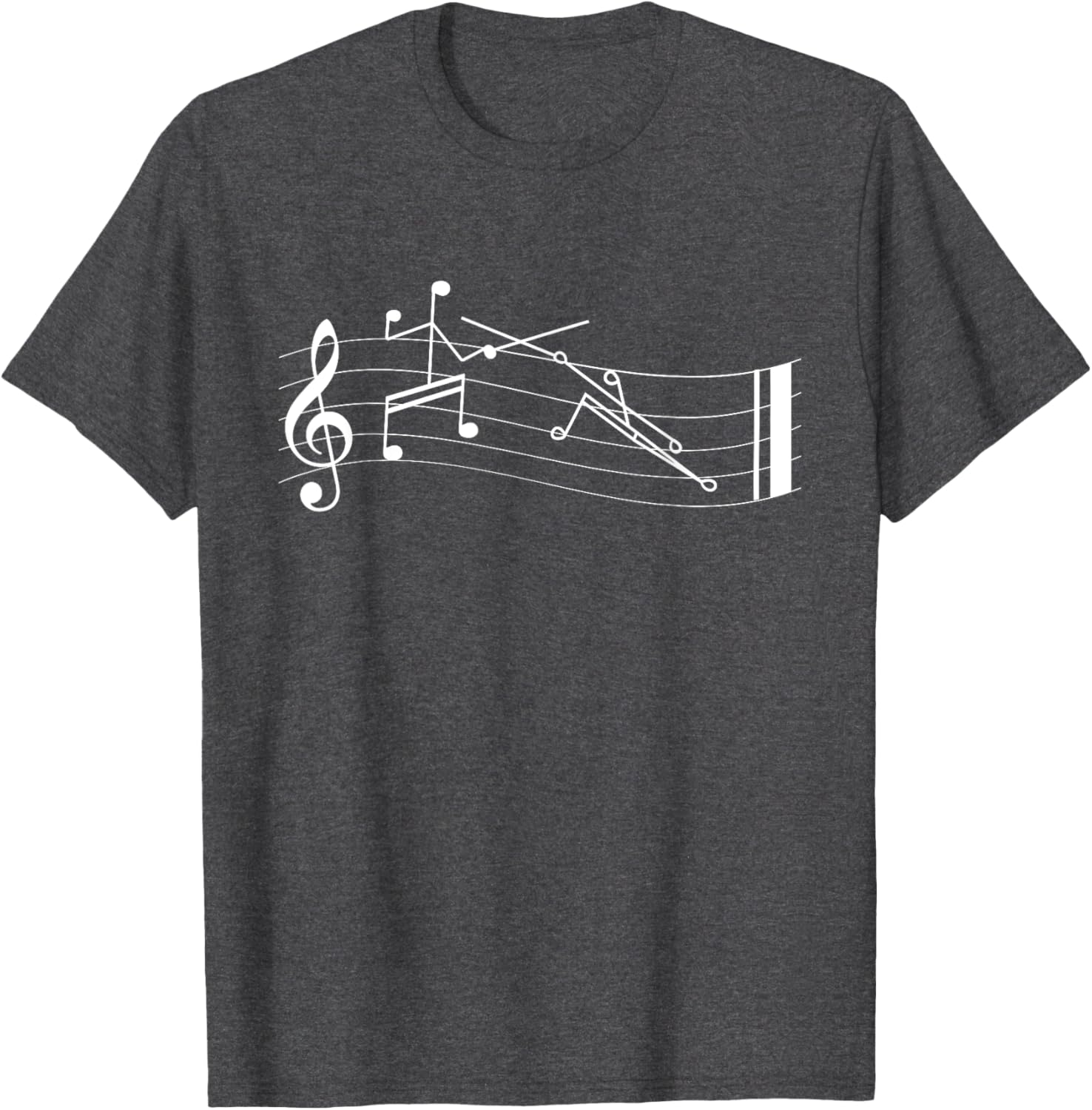 Funny Stick-Figure Music Notes En-garde T-Shirt for Music Lovers - 18