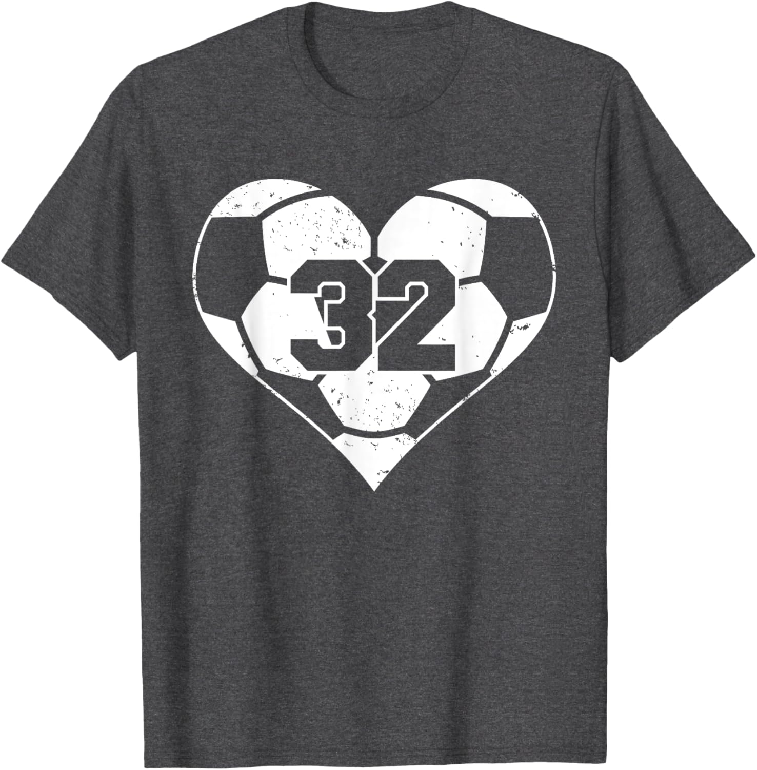 Funny Soccer Heart Game Day T-Shirt with Number 32 Jersey Design - 5