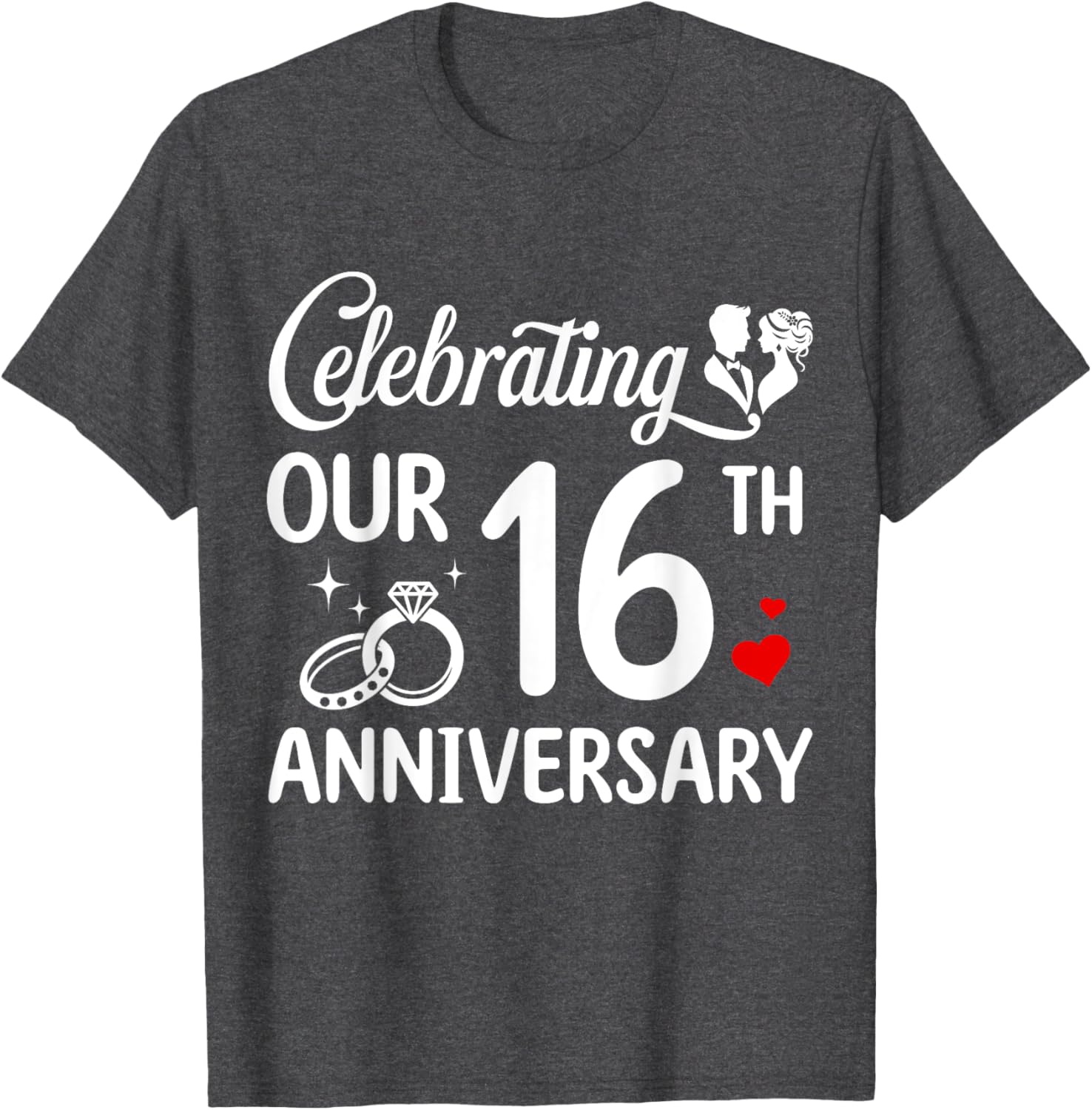 16th Wedding Anniversary T-Shirt for Couples - Celebrate 16 Years Together - 14