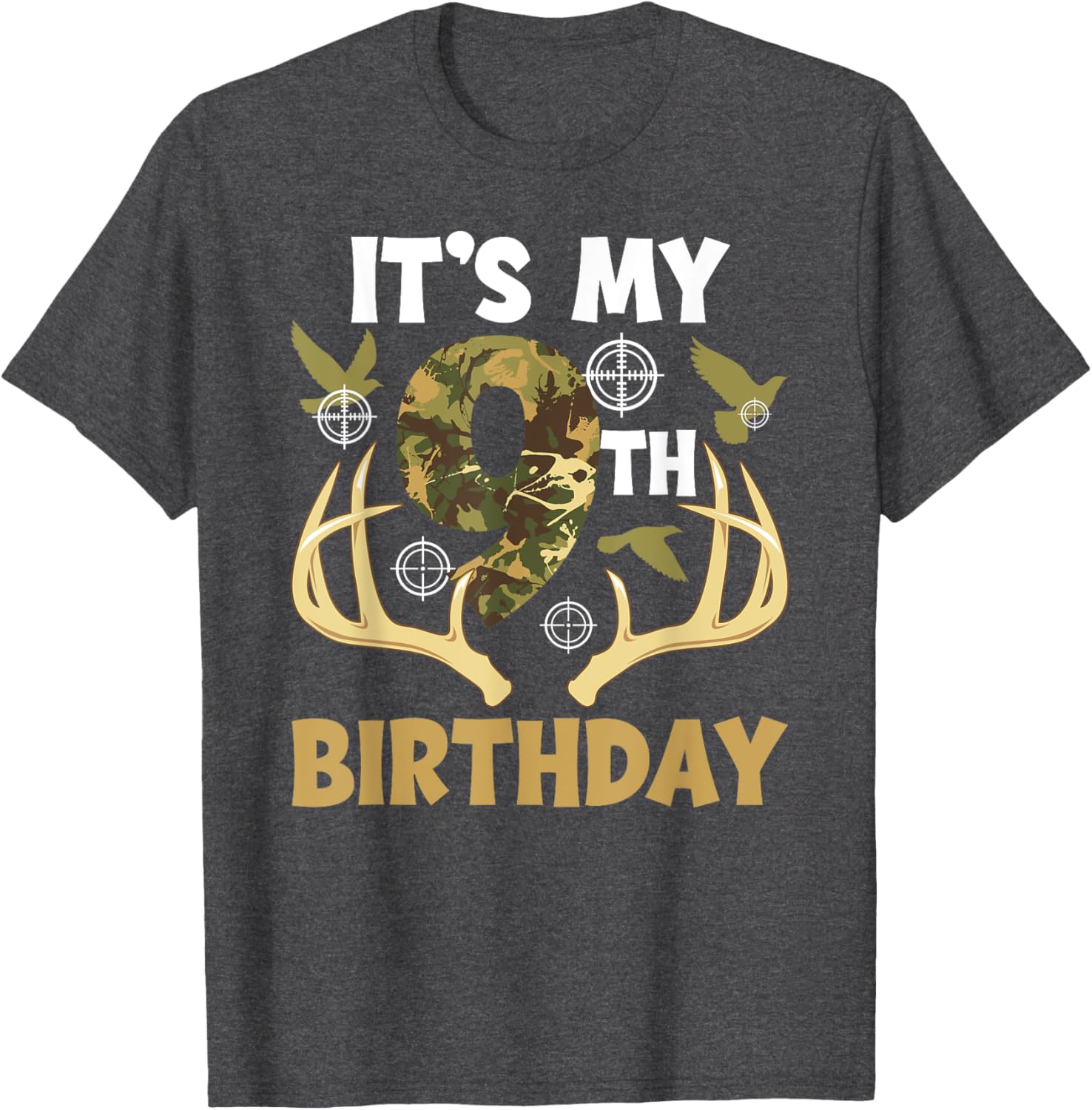 9th Birthday Hunting T-Shirt for Boys Fun Hunter Design Gift - 14