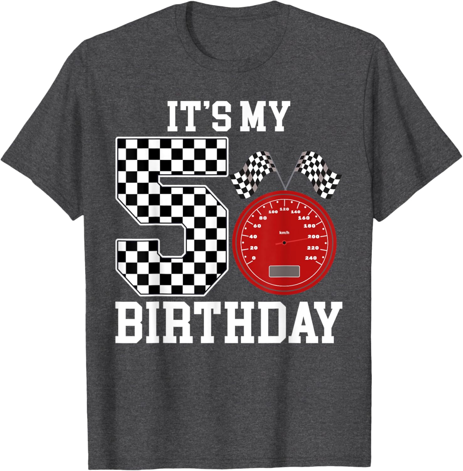 Boys 5th Birthday Racing Car Flag T-Shirt Fun Gift for Kids - 10