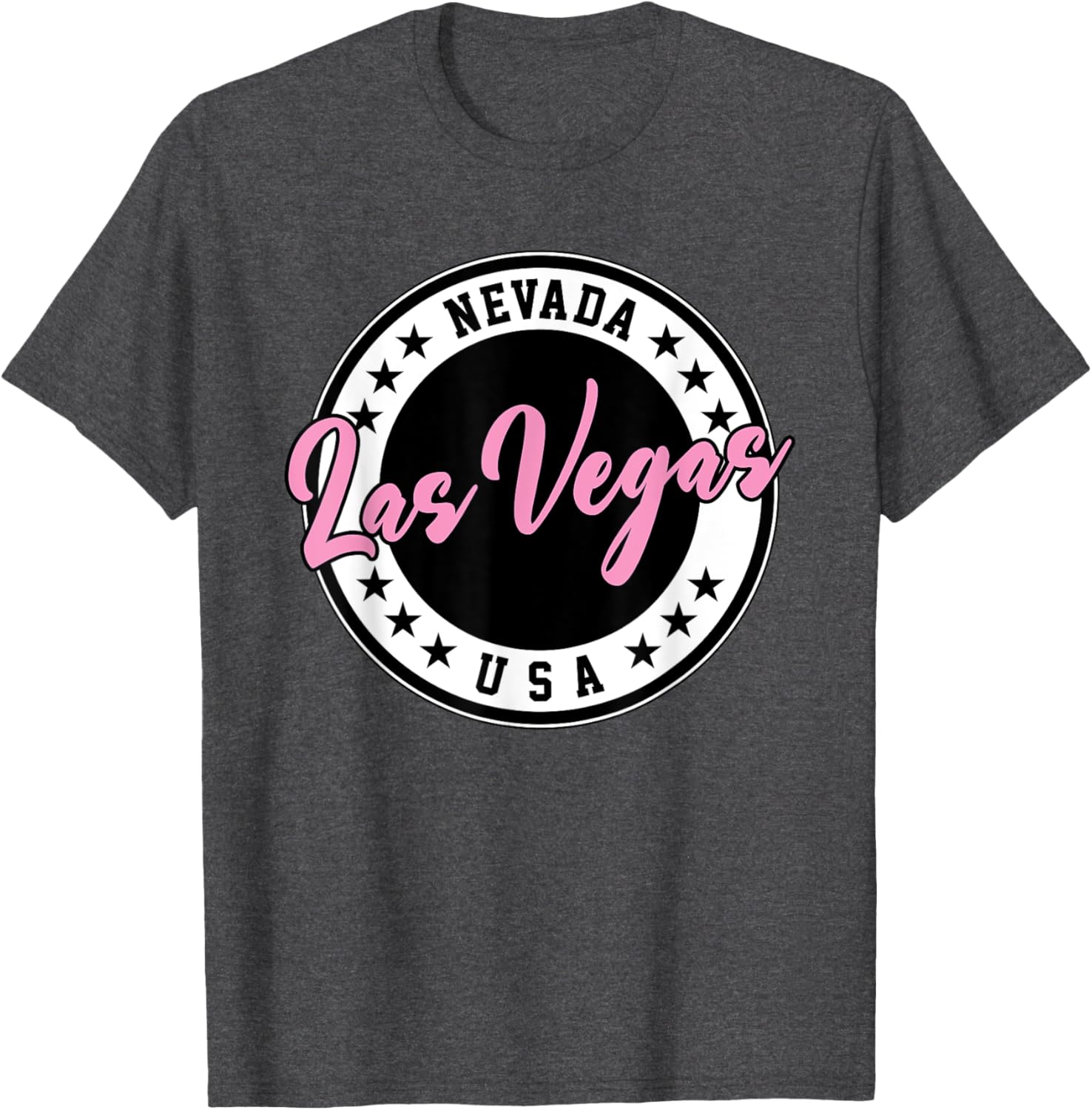 Las Vegas Nevada Pink Script Circle T-Shirt for Fun Fashion Lovers - 16