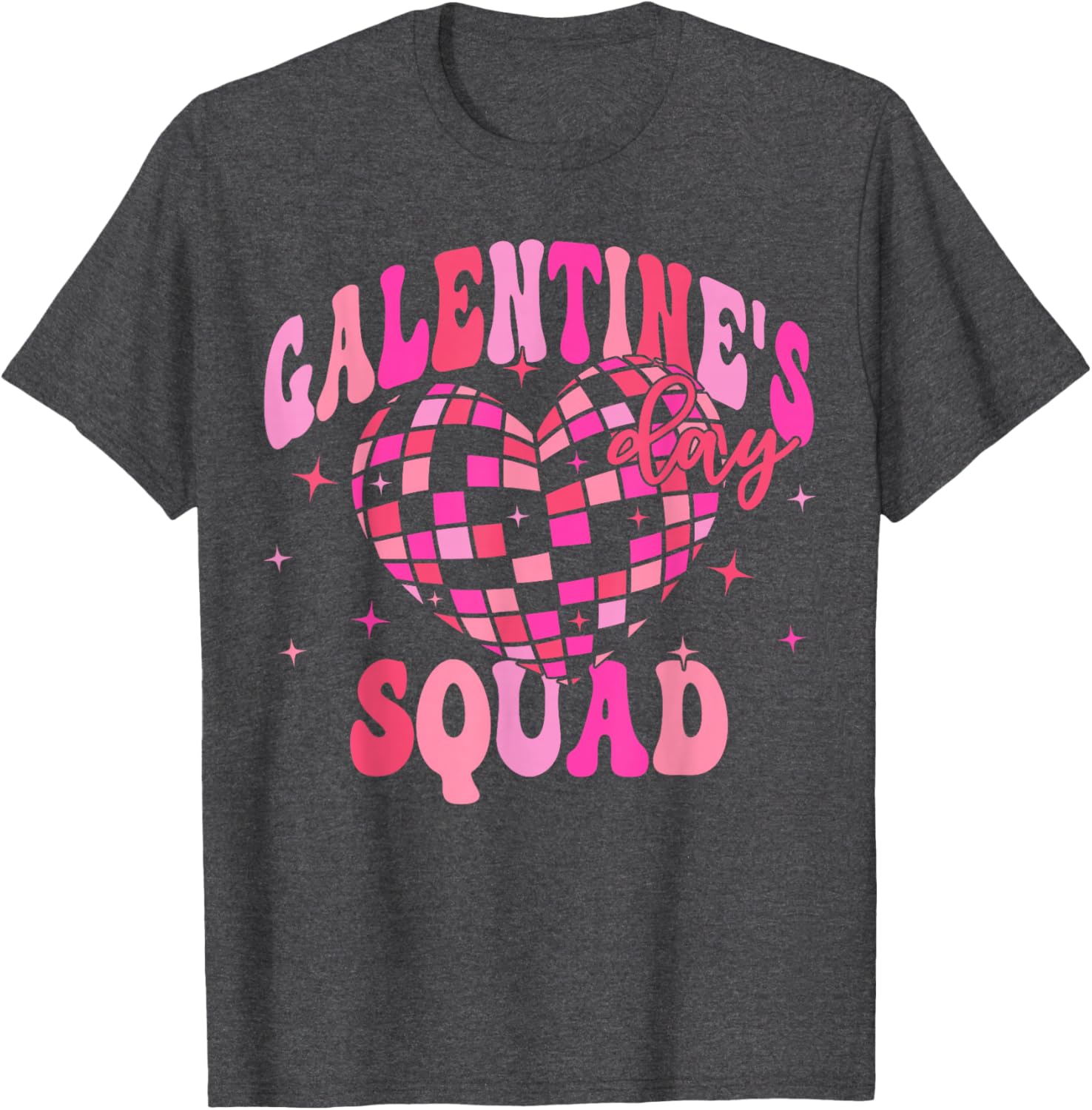 Galentine's Day Disco Heart Pink T-Shirt for Party Girls and Besties - 4