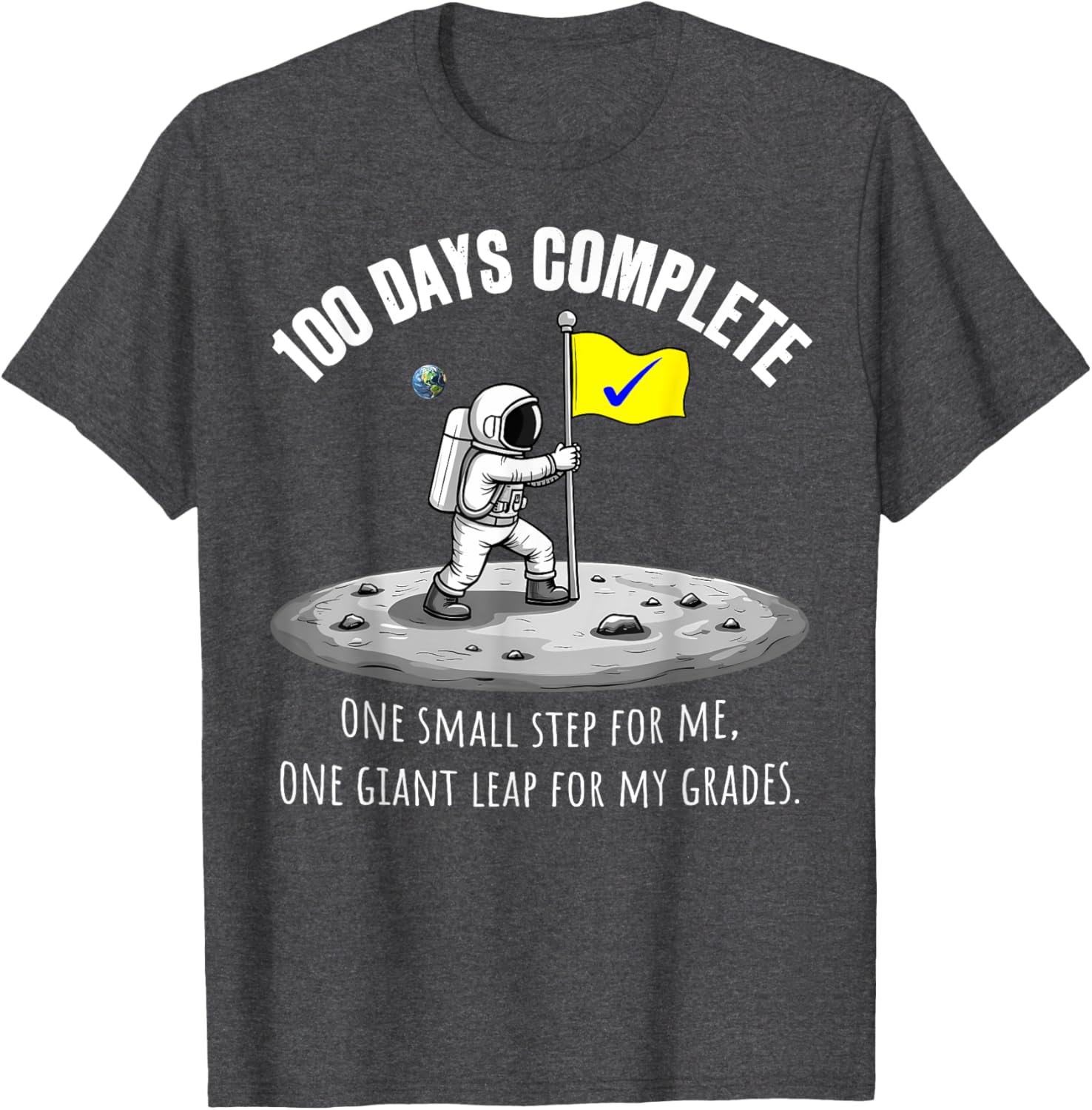 100th Day of School Astronaut on Moon T-Shirt for Kids Fun Celebration - 3