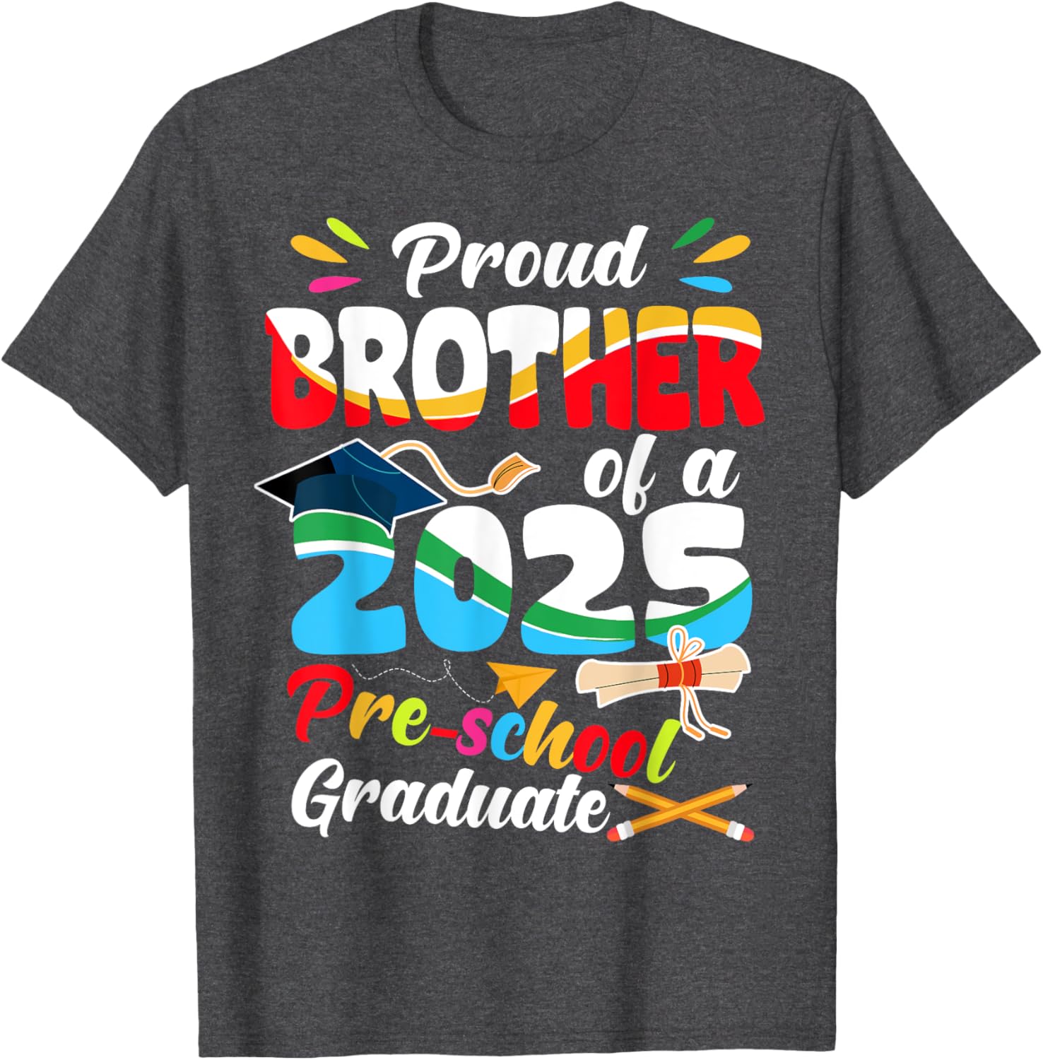 Proud Brother of Pre-K Graduate 2025 T-Shirt for Graduation Celebrations - 10