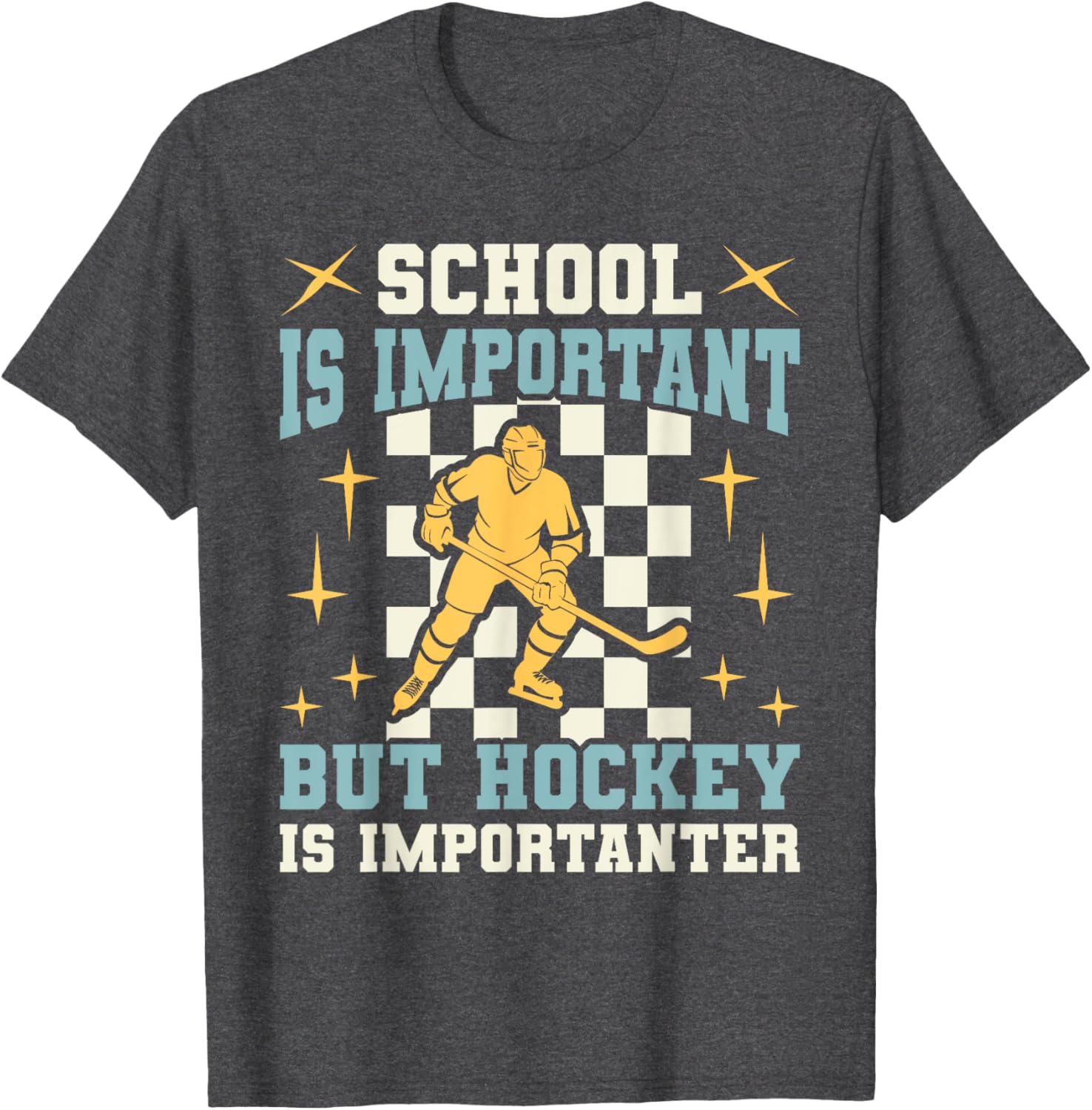 Funny Hockey T-Shirt for Boys - School Is Important Hockey Is Importanter - 3