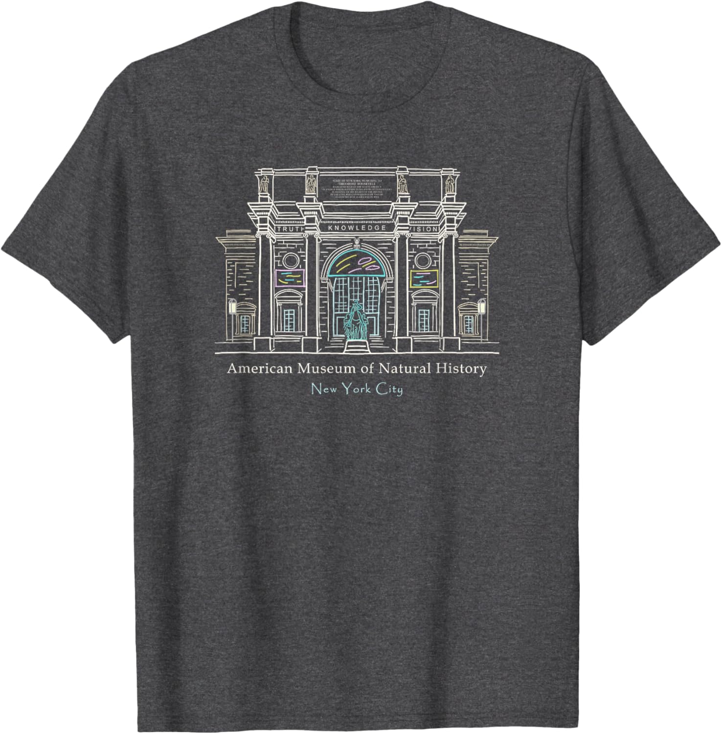 New York City American Museum of Natural History Drawing T-Shirt - 4