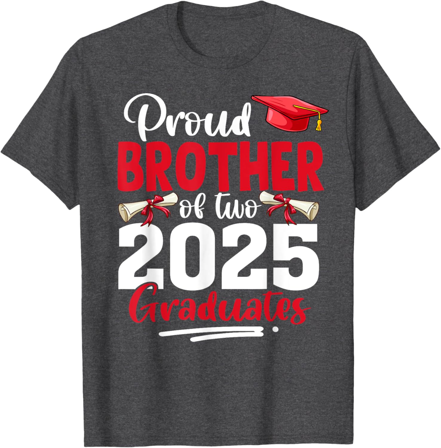 Proud Brother of Twin Graduates 2025 T-Shirt for Celebrating Success - 2