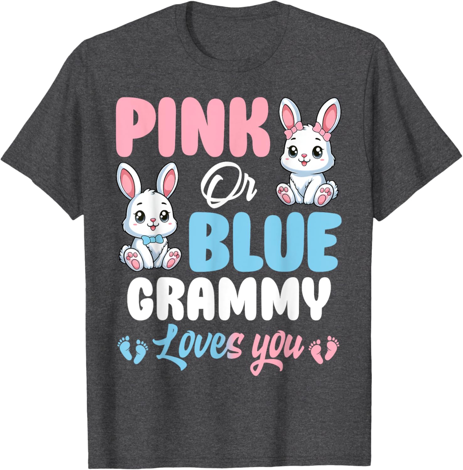 Pink or Blue Grammy Loves You Bunny Gender Reveal Party T-Shirt - 18