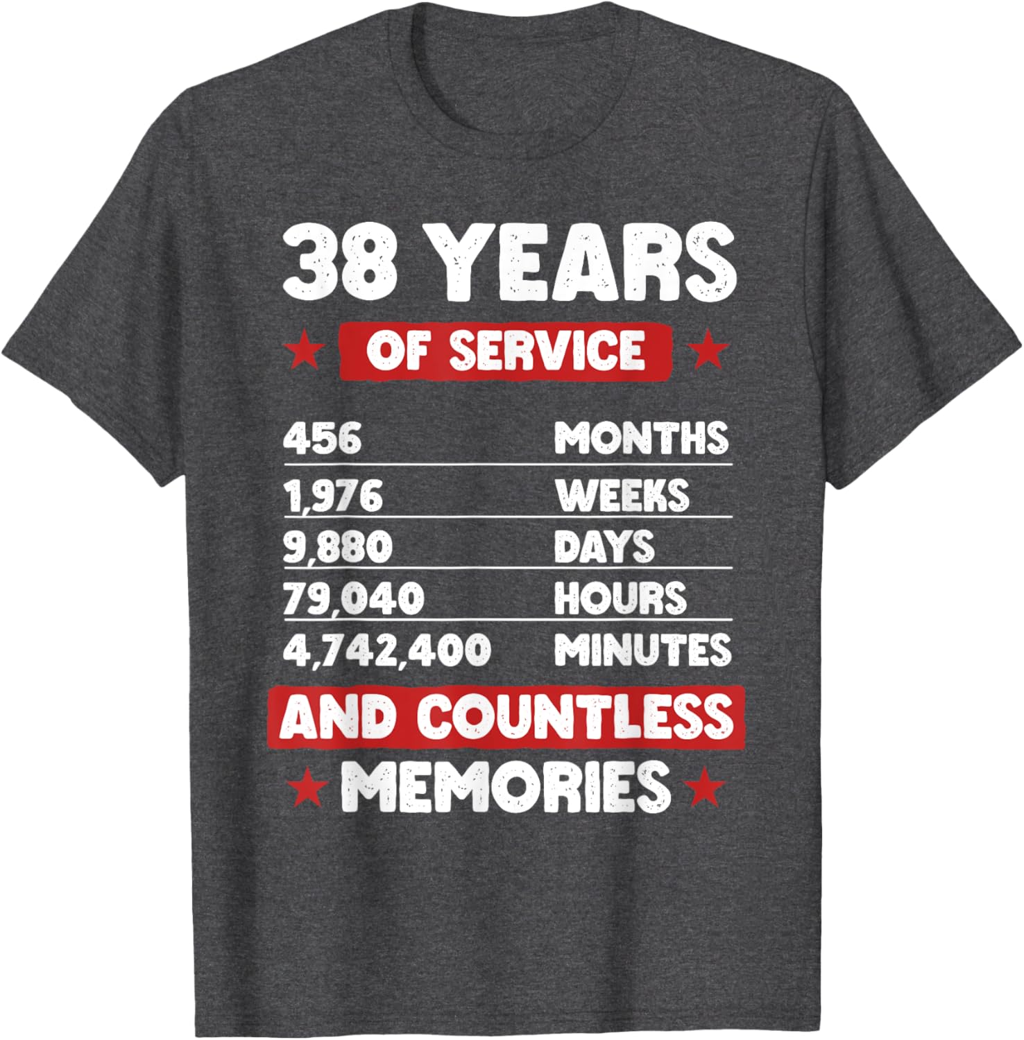 38 Years of Service Retirement T-Shirt for Men and Women Gift Idea - 1
