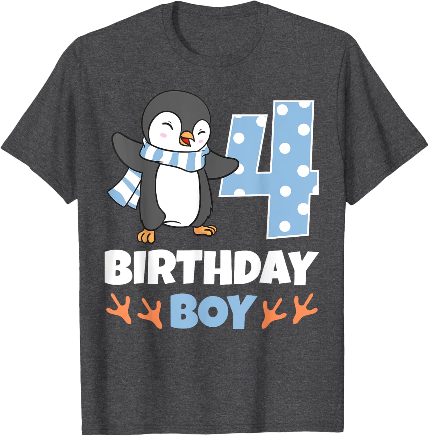 Adorable Penguin 4th Birthday Boy Winter Theme Party T-Shirt - 1